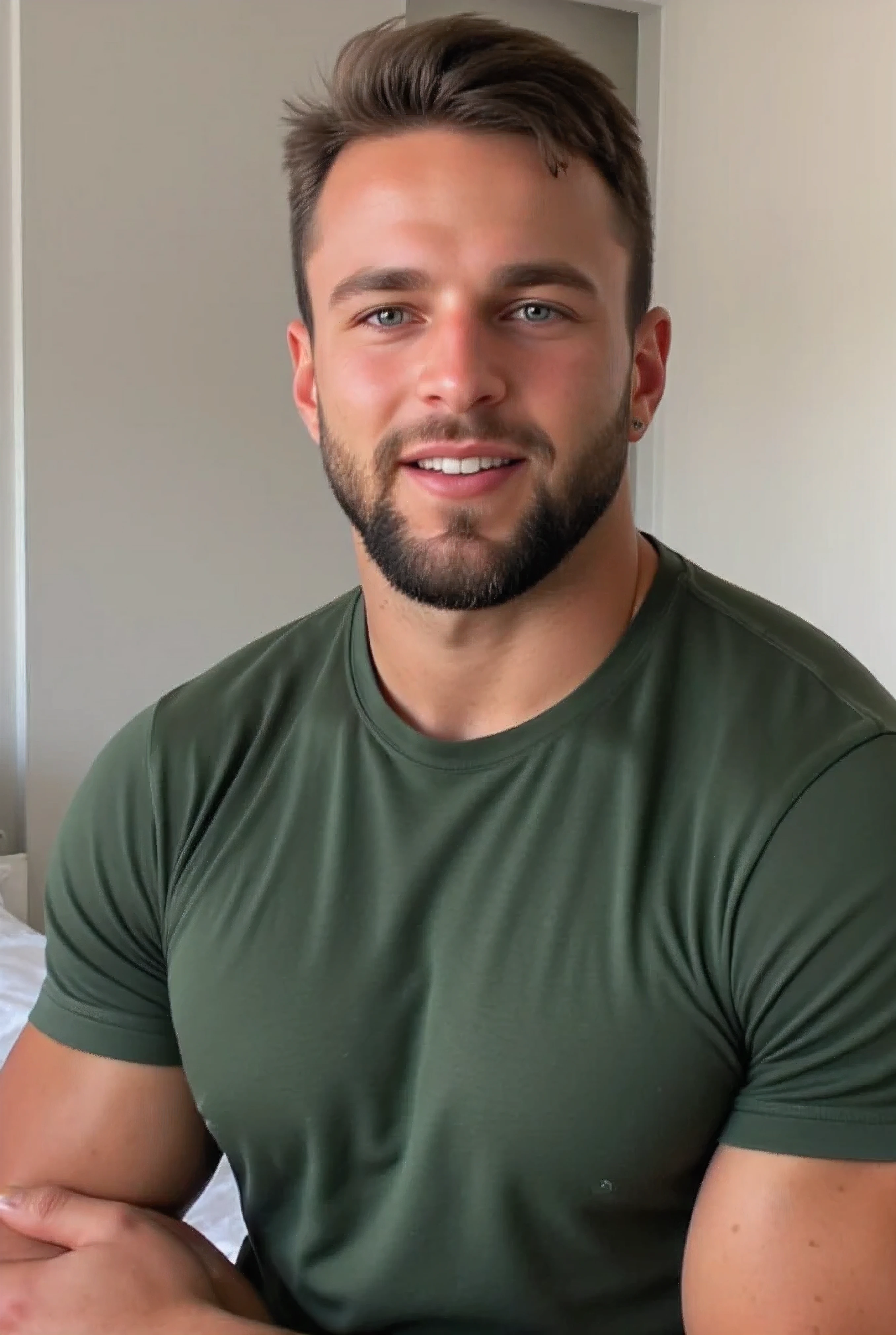 Real photography cute handsome white male, Ericjanicki a white man smiling and realistically looking the same face sameseed: 4275275579):1,6, no glow in human's body's skin pores texture:1,5), he is a naturing expression_styles he is muscular. he is a normally strong. he is wearing a green t-shirt. he is looking to me and he is smiling. he is sticking his tongue out of his mouth. he is in a bedroom. it is daytime. His Face is identical to seed 4275275579 , Same seed is identical face-is-same-seed 4275275579) 1,5), , (A portrait to handsome stepdaddy's chat respectfully types with his handsome little man is sitting talking about the :1,5), realistic and handsome man in human's life with bigger hairy belly man is so handsome and amazing knowledge . Photograph of a very realistic men in full body shot view, powerful expression of masculinity, handsome:1,4, (naturally realistic navel non muscular:1,5), he has a realistic sameseed to this 42709972594 its a very important seed reference to handsome man):1,5, seed reference is 4275275579 (very striking and facial expression:1,5). (The sensual and expression with mystery is the greatest in this photo:1,6), ((too realistic (1,6) beautiful man with too much expressive charm:1,6)), ( (expression of masculinity male:1,5), face quality details)), (very white skin:1,4), (handsome hairy bellybutton:1,5), (he and his showing off his slightly potbelly:5). (Full body photo:1,5), ( ( (his is covered with short hair)), and ( ((his realistic navel is slightly hairy))). (Very hyper-realistic:1,4), ((white skin)), FUHD, (Anatomically Correct:1,4), Masterpiece, (((High Quality)), HD, very Accurate, (Very best realistically very humanized character:1,5), (euler:16)