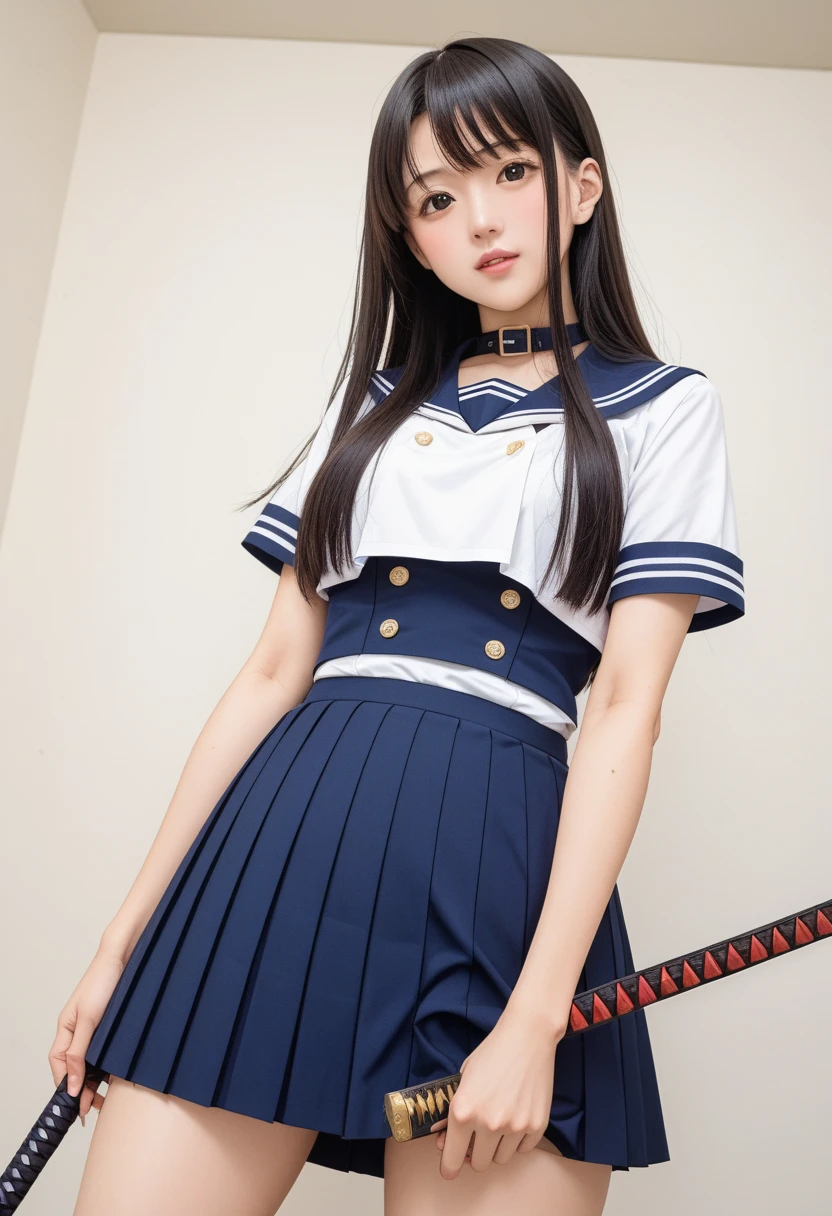(41k4:0.7), (aika-sawaguchi:emma watson:0.4), masterpiece, Best Quality, 8K, Raw photo, (wearing sailor school uniform:1.5), top-notch quality, masterpiece, (full body shot:1.5), (exceptionally detailed RAW color photo, professional-grade photograph, (rope bondage:1.5), (tied up with rope:1.4), (facing viewer:1.5), (looking at viewer:1.4), (Realistic, Photorealistic:1.37), (highly detailed skin:1.2), Ultra-high resolution, (lens 50mm), (masterpiece, top-quality:1.3), (hyper realistic:1.35), (Photorealistic:1.45), (Realistic:1.4), solo, (1 pretty Japanese girl), 21 years old, Japanese idol, supermodel, pale skin, (slim:1.3), (slim body:1.25), (slender body:1.25), (narrow waist:1.35), pretty face, (large breasts:1.15), (deep cleavage:1.3), gravure idol