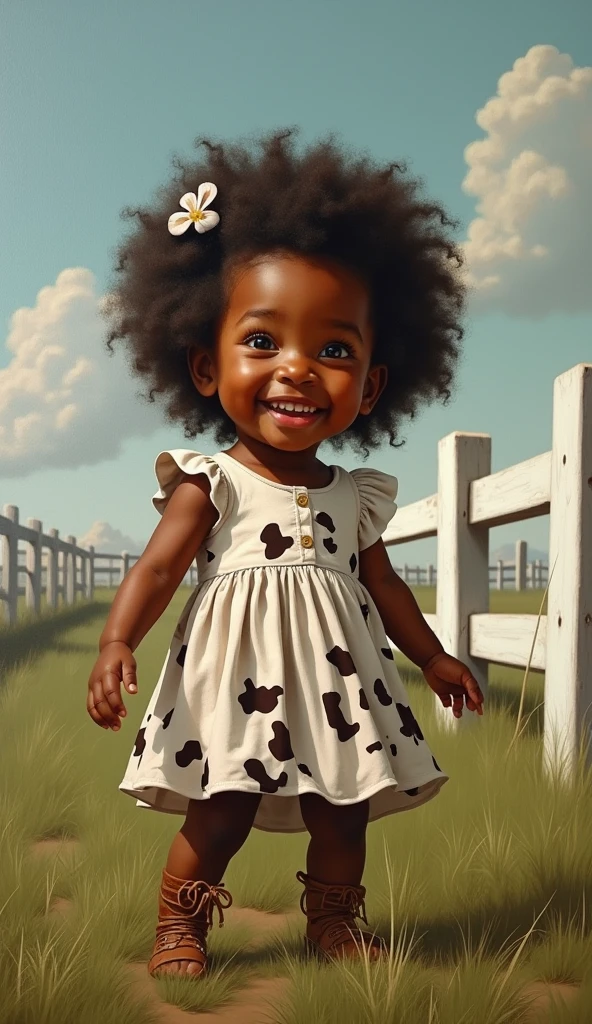 3D style realistic portrait of beautiful 9 African African baby girlark brown skin color)) in city street, with jumping happily, ((Playtoon)), cute smile, ((with flowers)), wearing T-shirt (((without print))), orange and jeans, shoes from current fashion, mega hair long curly hair, ((kanekalon)), (cinematic contour lighting), close-up, product preview, detailed facial details, perfect face, sharpness, trend art, sharp facial details, cgsociety , art very high quality digital, exquisite hyperdetail, 4k, 3D, 8k, chibi style, soft lighting, dreamy fashion --auto --s2