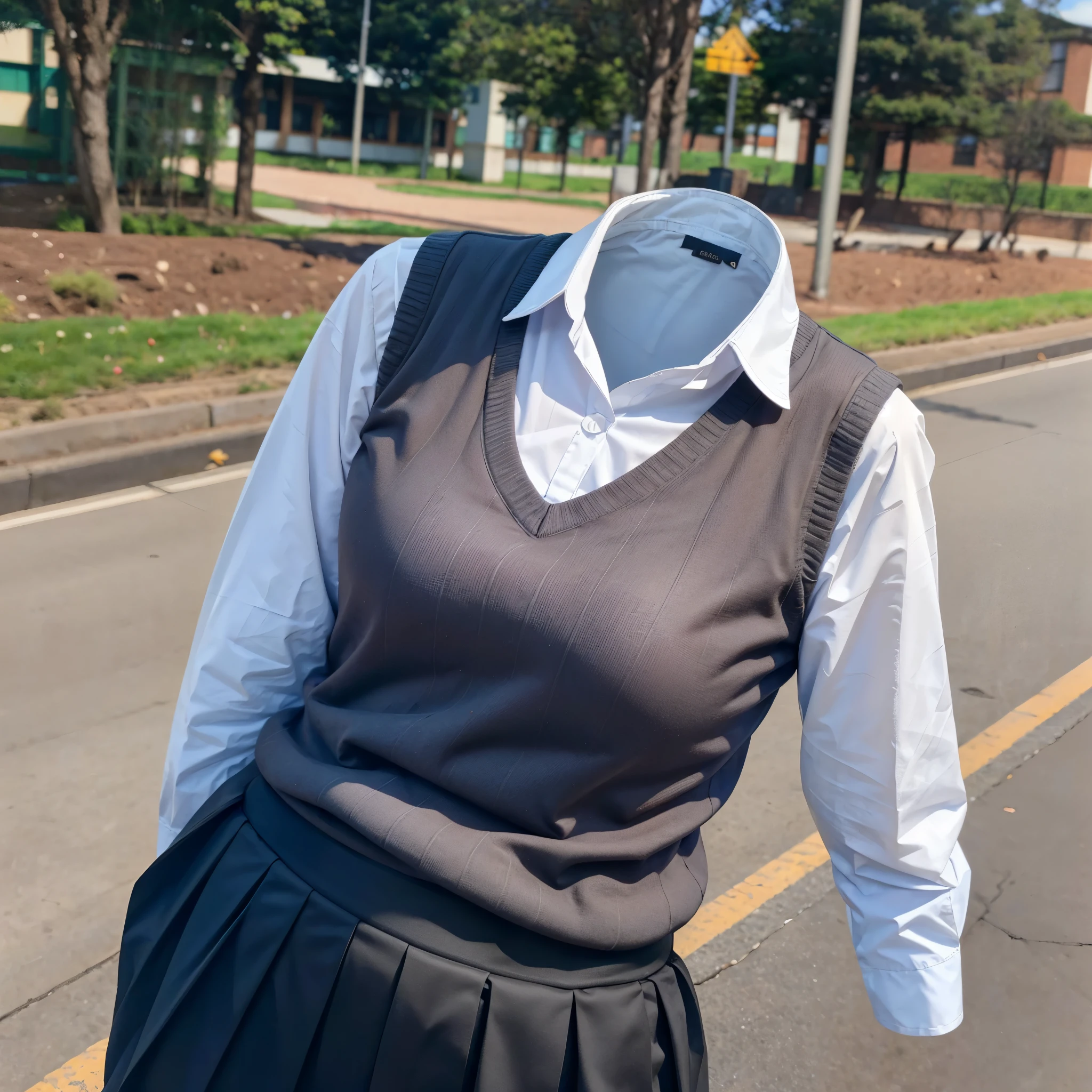 (invisible, no humans:1.7, headless:1.7, handless, legless), skirt, (close-up to breast), cute big breast, fat, chubby,stripe tie,leaning forward,school polo shirt,
(8k, RAW photo, best quality, masterpiece:1.2), (realistic, photo-realistic:1.37),photon mapping, radiosity, ((Hasselblad photography)),physically-based rendering