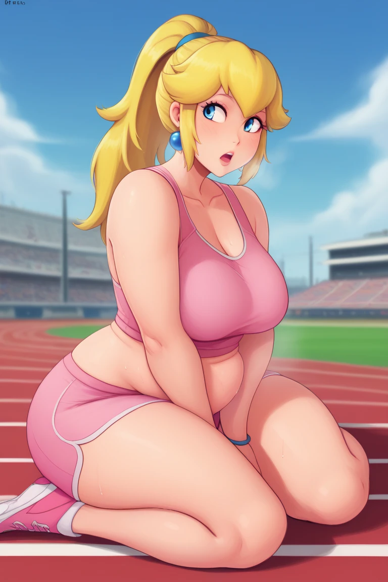 beautiful SEMI-NUDE AGER, athletic body, wearing Overwatch Dva Cosplay mostrando as nádegas, perfectbody, sentindo tesãobeautiful SEMI-NUDE TEEN, athletic body, muscled body, blond hair, clip in hair, HAIR BUM, perfectbody, perfect ASS, short in stature, Waist slender, Huge breasted, thick-thighs, steep nose, butt cocked, perfect butt, small-nose, long braids, colored highlights in hair. props, garters, wristbands, braceletes, piercings, necklase, necklace, LOCATION USA, garage ON BACKgROUND,
