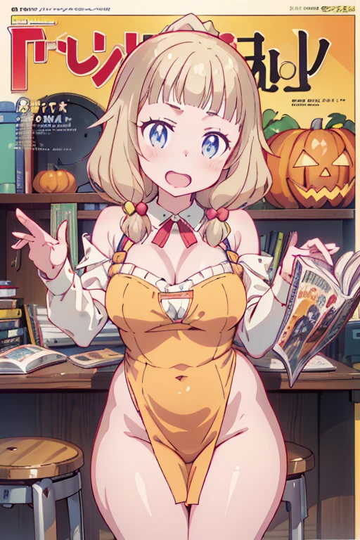 (1girl, 独奏:1.5), blonde hair, short hair, hairband, Purple eyes,  ,nsfw , large breasts, nipple, Walking, ,  , Shopping mall, Big fire, 　frozen, wet, ,, Naked, blind ,Temptation, Blank look,