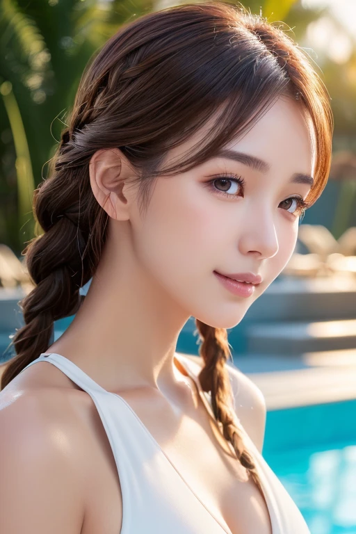 Full Length Image, Masterpiece, Best Quality, Raw Color Photo, Photorealsitic, Beautiful Girl, Cute, Narrow Eyes, Hairstyle Arrangement, Depth of Field, Ultra High Resolution, (Realistic and Photorealistic: 1.37), High Resolution RAW Color Photo, Fine, Very Detailed, Very Detailed Eyes and Face, Sharp Pupils realistic pupils, sharp focus, cinematic lighting, coarse hair, blonde hair, clean clothes, close-up of face, masterpiece, realistic skin texture, super fine, shiny hair and skin against a background of colorful flowers blooming by the sea in New Caledonia, best quality, realistic, ultra fine, delicate, high resolution, 8K wallpaper, One beautiful woman, blond braided hair, large cleavage visible, wearing flattering see-through dress shirt with open collar, sharp focus, perfect dynamic composition, delicate and beautiful eyes, thinning hair, fine and realistic skin texture, fine details, model body shape thinning hair, fine and Beautiful, realistic skin texture, smiling, dynamic angle, full body shot, elegant, model body shape, top quality, realistic, super detailed, fine details, high resolution, 8K wallpaper, One Beautiful Woman,, light brown messy hair, wearing business suit, sharp focus, perfect dynamic composition,. Beautiful, Detailed Eyes, Pale Hair, Fine and Realistic Skin Texture, Smiling, Close-Up Portrait, Model's Body Shape, Cleavage, Poetic Shot, Glare and Shadows, Aestheticism, Melancholic Film

Translated with DeepL.com (free version)