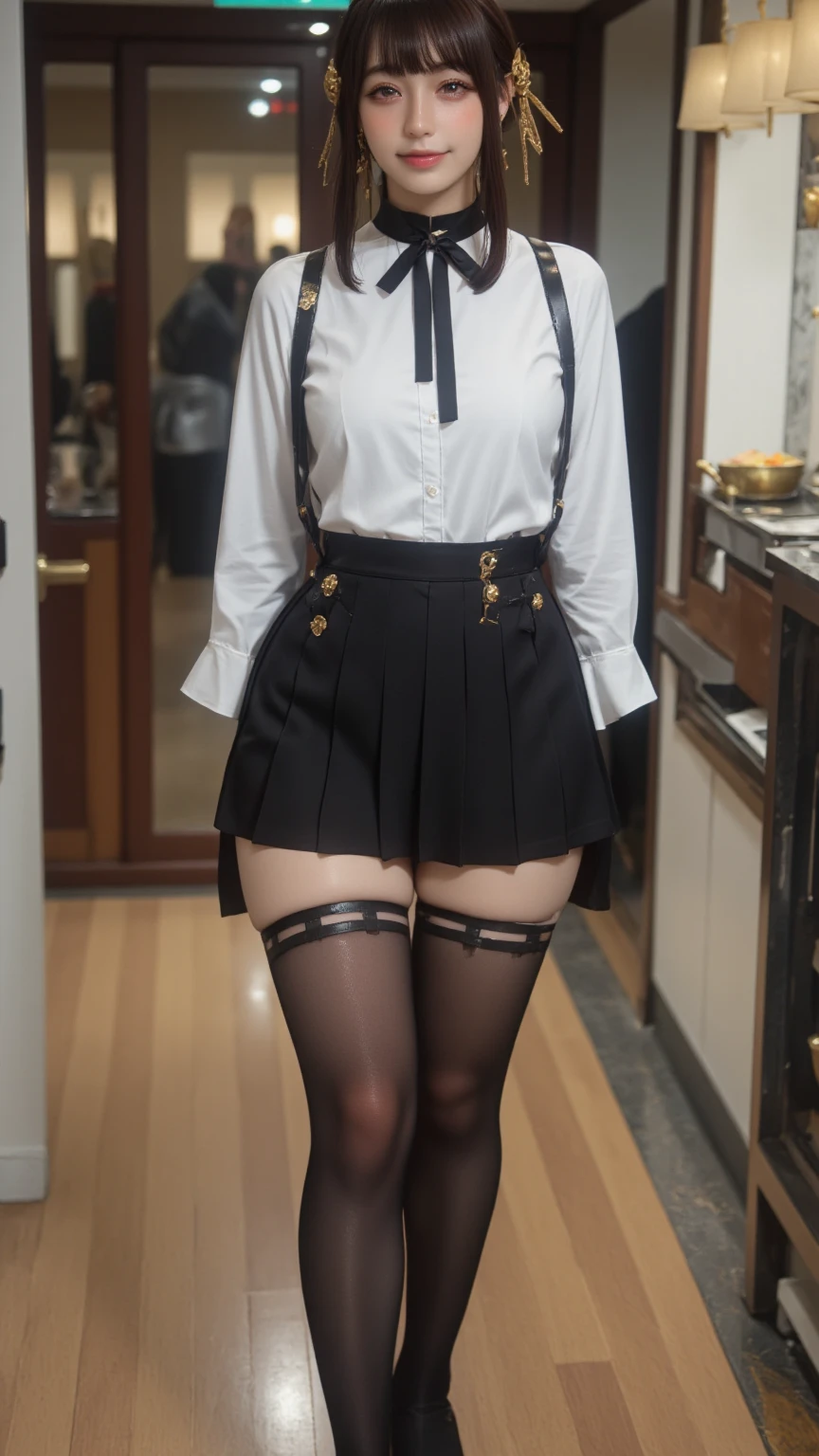 (8K、RAW Photos、Highest quality、masterpiece:1.2)、(Realistic、Realistic)、1 Girl、((Sailor Moon Costume:1.2、Thin legs、whole body、View from the front、smile、Looking into the camera、Hold your skirt with both hands and show me your black panties))、cute