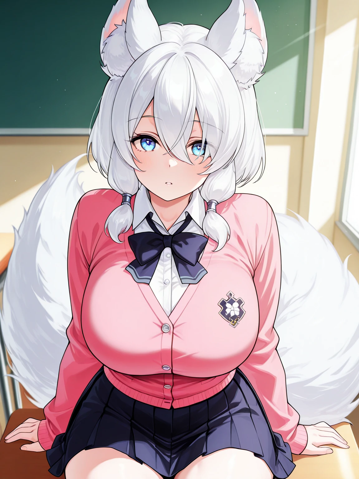 ((((From before,Chest close-up,high quality,High resolution,One young girl,Purple and blue design)))),
(((Flexible body,Huge breasts,Big thighs,Ecstatic expression,smile))),
((Light purple medium hair,Shaggy Hair,Giant fox ears)),
(Wet,See-through clothes,Sweating profusely,Large amount of steam),
Idol Costumes,Big sleeves,Large collar,first round,Thigh-high boots,
Cute Internet Cafe,On the bed,Sex Appeal,
