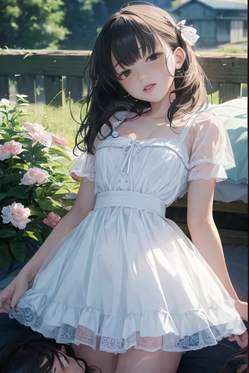 (masterpiece, Highest quality:1.2), One girl, alone,bony body、15 years old、Earrings、 (wariza) , full body