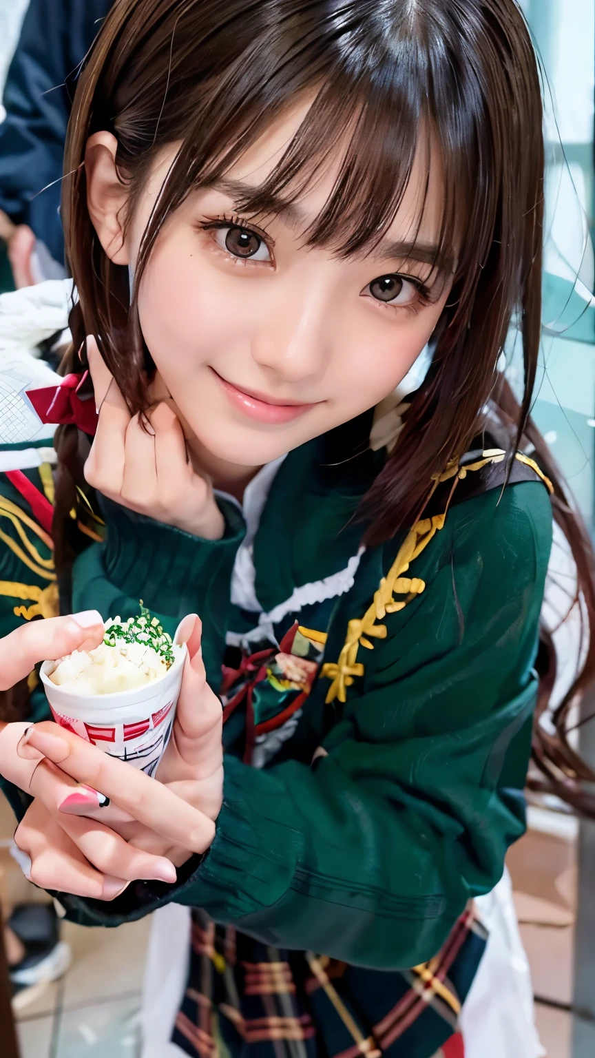 beautiful young Japanese woman wearing plain clothes , Around 20 years old, Wearing military uniform, tall Highly detailed な, 8k resolution, とても realistic, Cinema Lighting, best quality , Masterpiece, realistic, Physically Based Rendering, tall Highly detailed , bright colors, professional, sharp concentration, studio lighting . black latex{ x} Standing Facing Front , bright smile