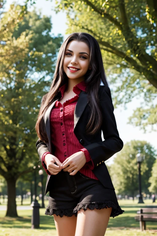 Carly Rose Sonenclar wearing sexy youth style clothes with lipstick and smiling