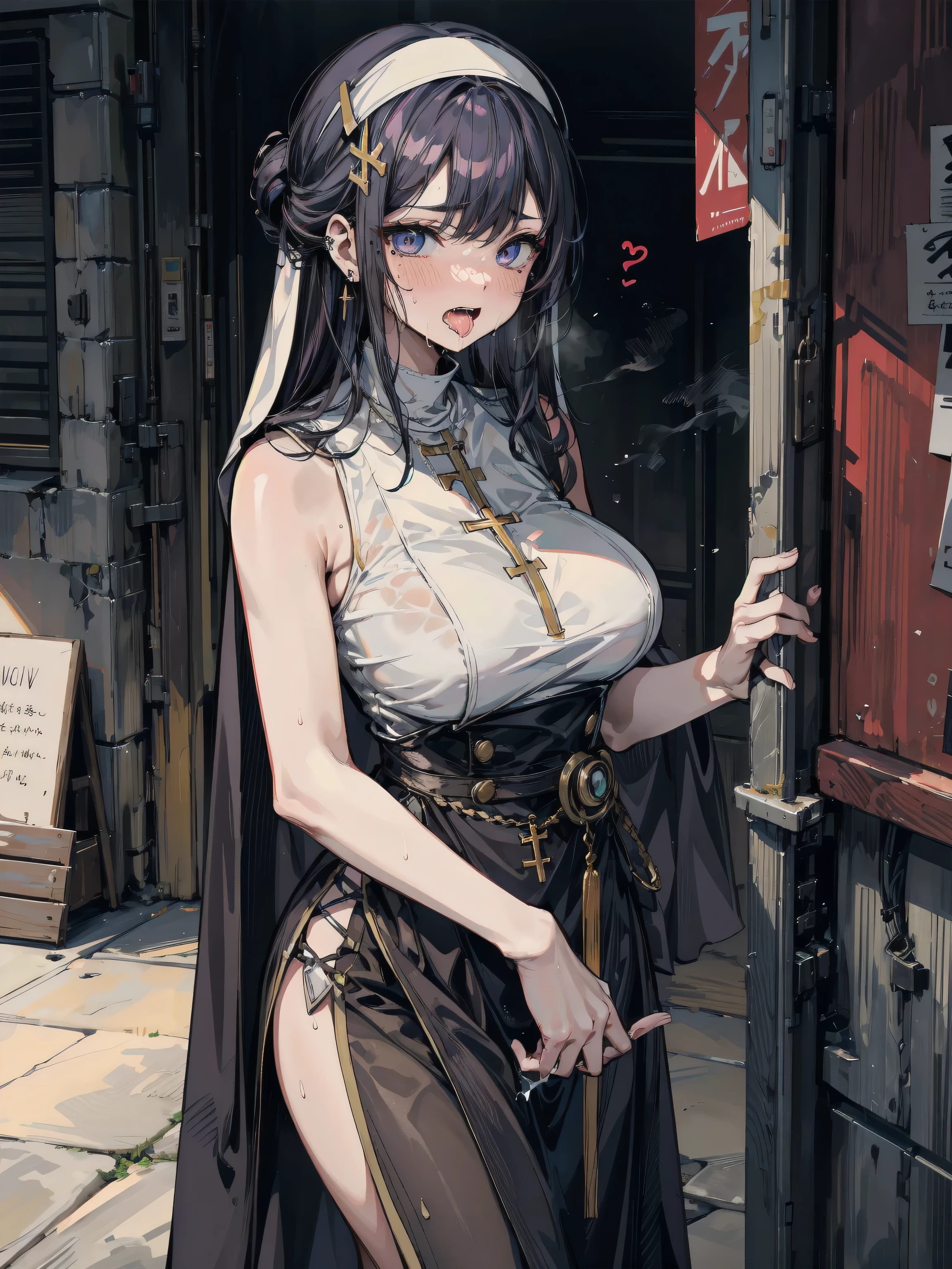 top-quality、Full limbs、complete fingers、One beautiful woman、Beautiful Large Breasts、Black hair、straight haired、Halloween Party、(((Woman with bandages on her body like a mummy)))、Halloween Cosplay、Naughty Poses、Naughty face