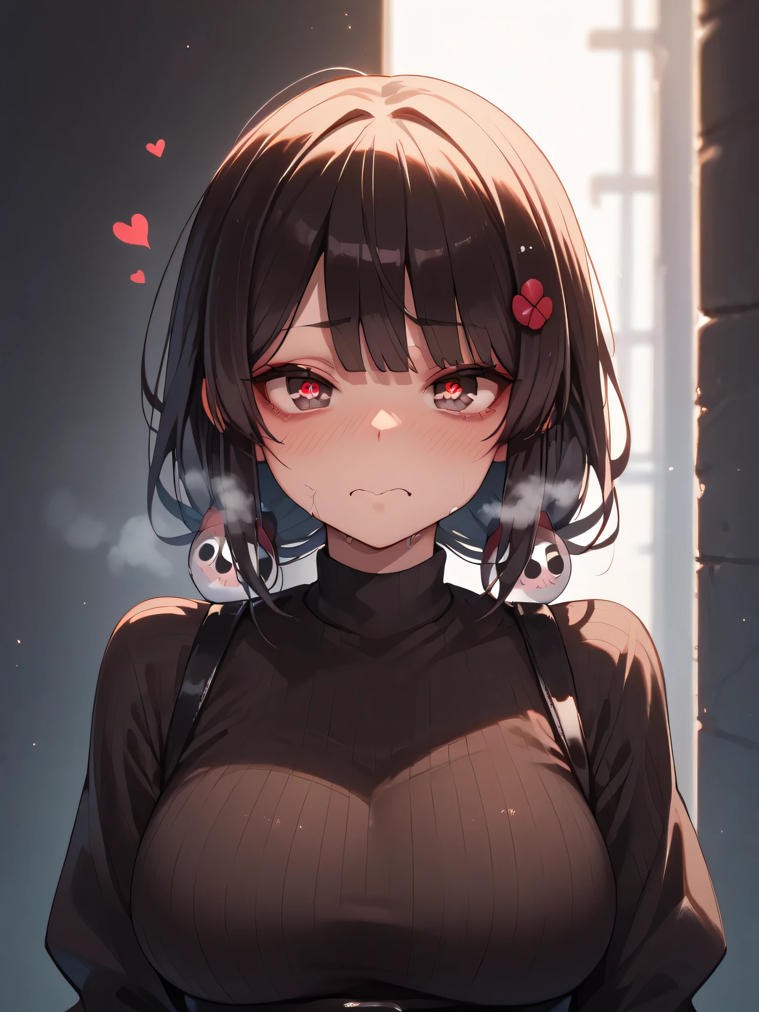 Inui Toko,Big Breasts, 1 girl, blushing , drools, rough breathing, ahe face, heart on the eye, high resolution, anatomically correct , best quality , textured skin,