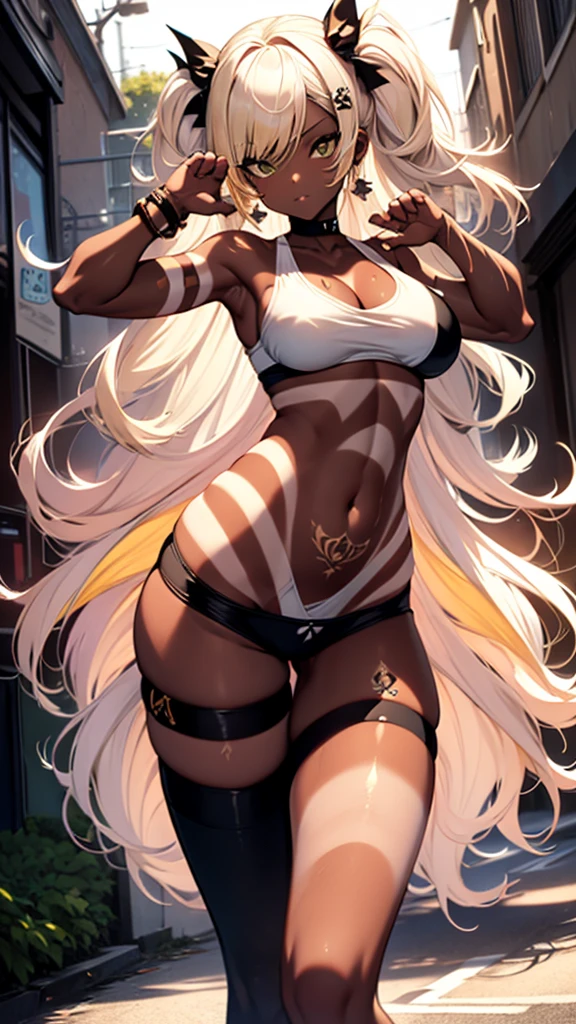 (PrincessCoffee girl) ,gold eyes ,(dilated pupils), (Whipped) surrounded by warm and seductive coffee steam. She has luminous(( light dark skin ))and a tantalizing camel-t , she embodies the perfect mix of seduction and power in the coffee world ,
