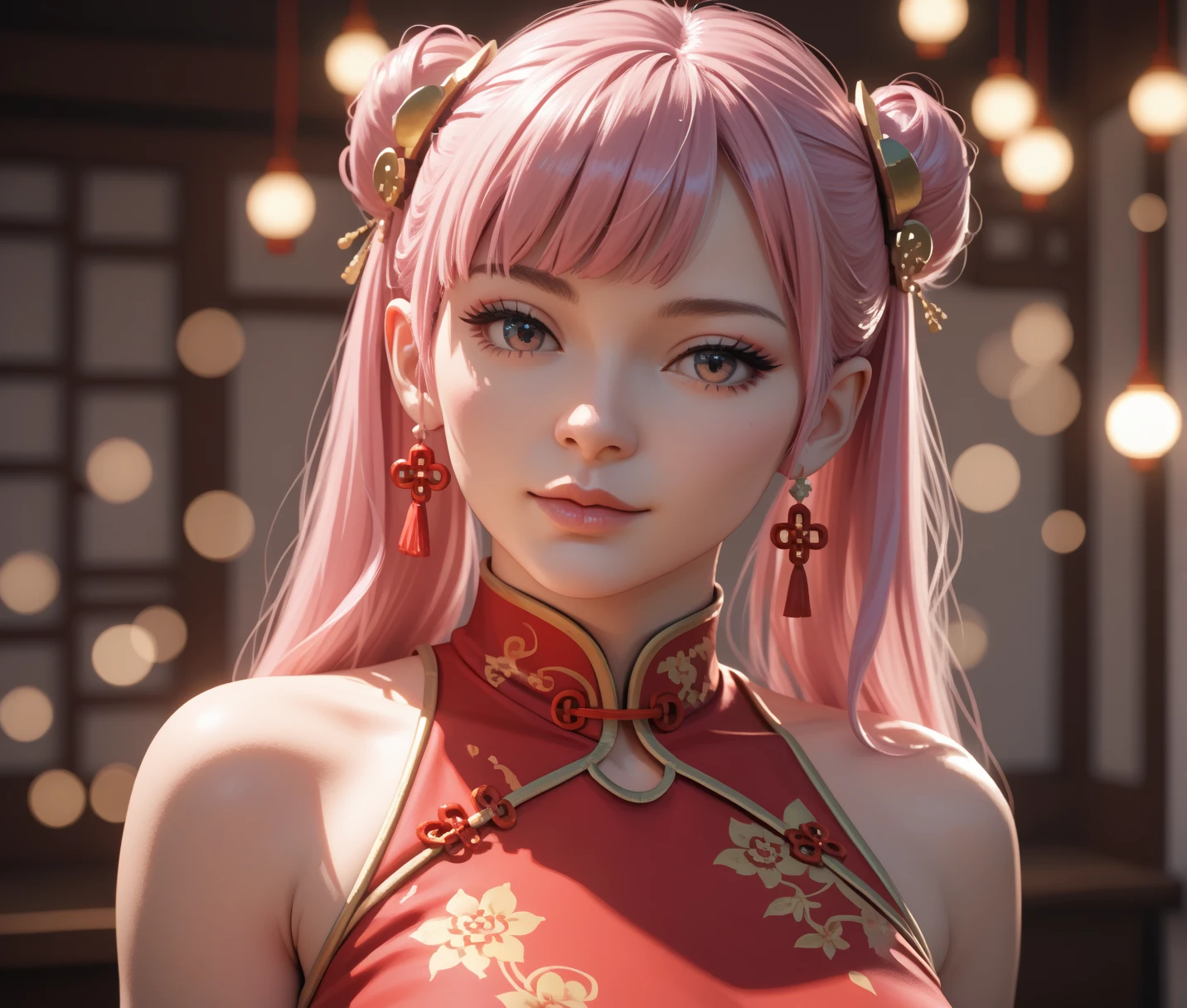 best quality, masterpiece, highres, 1girl,blush,(seductive smile:0.8),star-shaped pupils,china hanfu,hair ornament,necklace, jewelry,Beautiful face,upon_body, tyndall effect,photorealistic, dark studio, rim lighting, two tone lighting,(high detailed skin:1.2), 8k uhd, dslr, soft lighting, high quality, volumetric lighting, candid, Photograph, high resolution, 4k, 8k, Bokeh