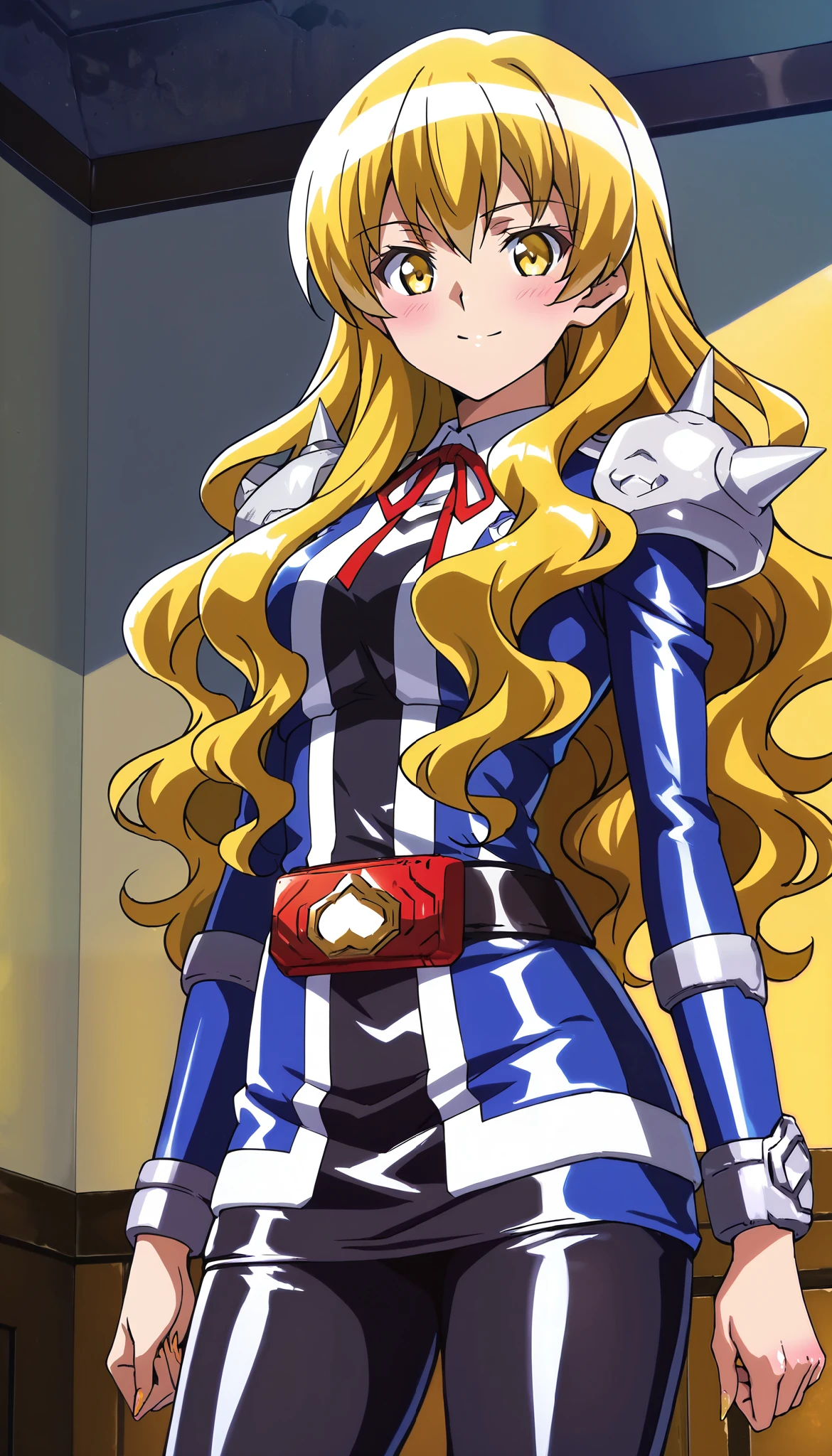 (masterpiece, best quality, ultra detailed, absurdres:1.5), 1girl, (sexy, beautiful woman, perfect face, perfect eyes, perfect female body:1.5), (muscular:1.5), (muscles, abs, biceps, obliques, abs lines, naval, ripped, fit:1.5), (super gigantic breasts), (closed mouth, half smile), spsara, blonde hair, blue eyes, earrings, cleavage, (overcoat, shirt, choker, black pants, gloves, belt, boots:1.5), simple background <lora:SpacePirateSara:1> <lora:animemix_v3_offset:1>