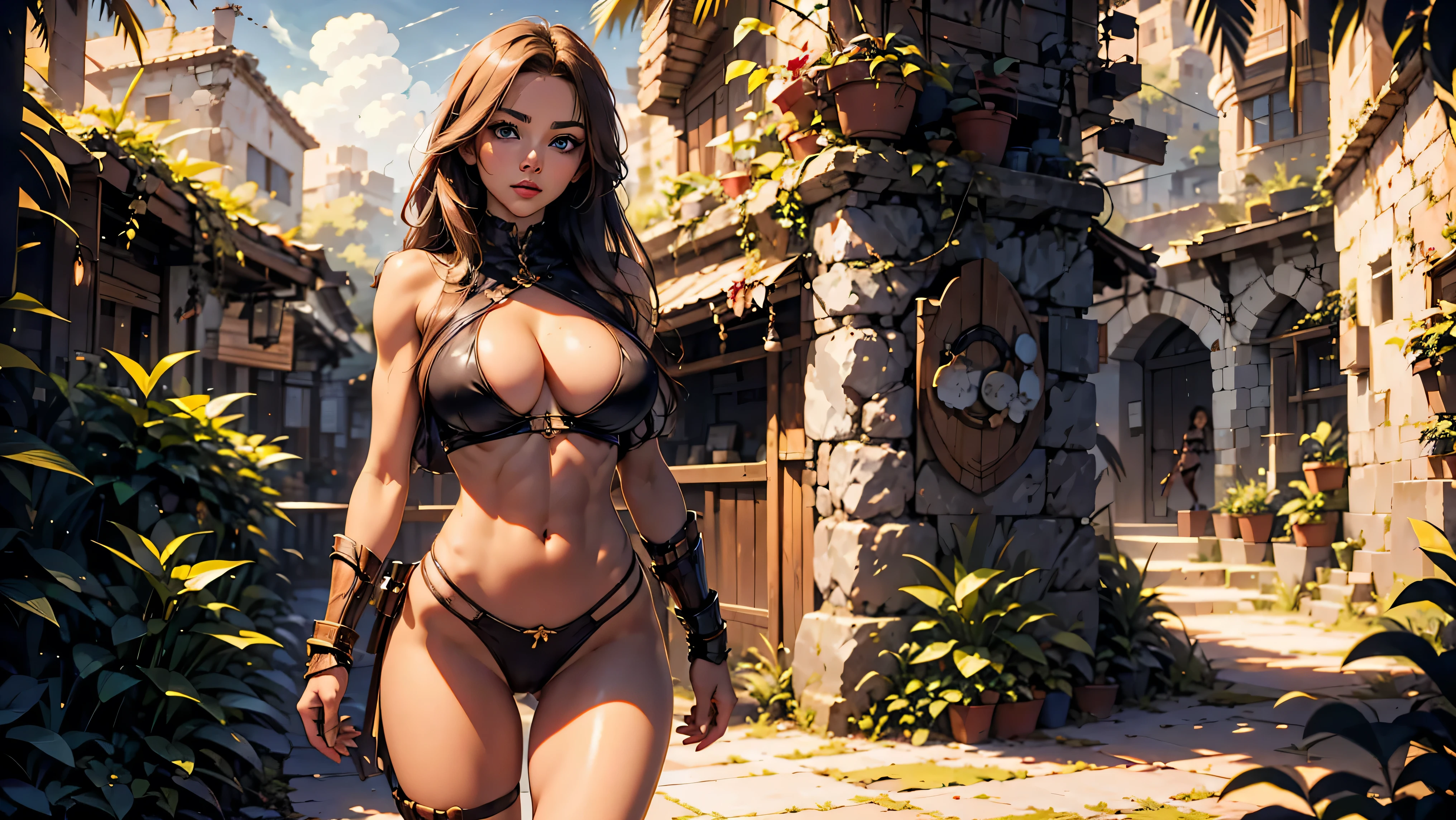 There's an elf (Arshes No de Bastard) ultra thin bikini, elfa de 30 anos (Peta Jensen), (Camgirl), (onlyfans) posing in the Ancestral Ruins, richly detailed Aztec ruins, lots of vegetation and vineyards, Aztec Ancient Ruins, cinematic natural light, dust particles in light, poeira no ar, Underneath view, Bottom viewing angle, olhar de baixo para cima, olhando de baixo, close de baixo, MULHER SEXY, sensual, provocador, cabelos escuros, hair with long braid over the chest, braid over chest, smaller braids on the head, Dark grey head |, olhar sexy, olhos verdes, olhando para frente, marrom, sarda no rosto, realista, boca entreaberta, sensualidade ao extremo, Seios enormes (Oppai), massive breasts, seios grandes soltos (Jennifer Mendez adult video 1 ), seios arredondados, peitos grandes (Angela White) com pintas, sardas, Fundo, sardas no peito, piercing na barriga, barriga sexy, barriga levemente marcada, sexy :8, A partir de 8 K fosco, olhar sexy, Detailed ultra thin bikini, Rustic bikini with tribal details, molhado, transparente, pose atraente, ultra thin bikini, tanga amarrada na cintura, Branco, bikini squeezing breasts, estourando os seios, bicos duros, mamilos endurecidos, enrijecidos, Excitado, lascivo, provocador, corpo sexy, quadril largo, coxa grossa, Pose sexy, Realistic bikini, corpo perfeito, 4k], Tiny white bra, 4 mil ], Sling bikini, realista, perfect  lighting, Bottom view, realista, filtro escuro, profundidade, 4k