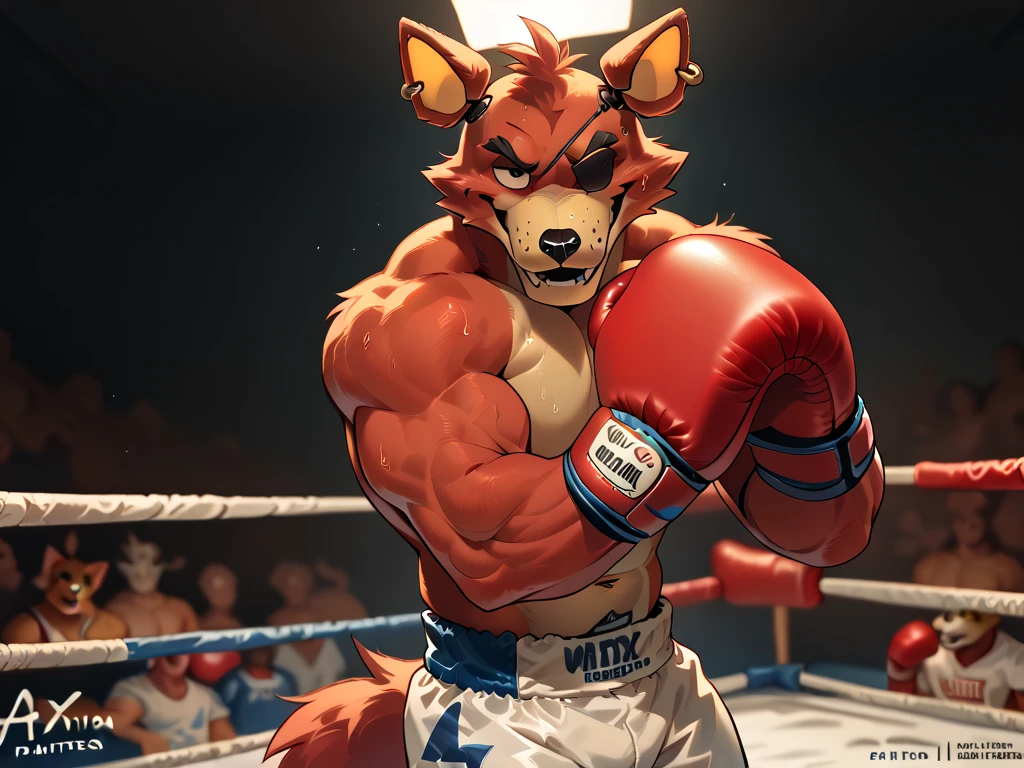 A fierce kangaroo, focused intently, readies himself for a boxing match against an opponent in a similar remarkable form. The solo kangaroo, muscles tensed, wears no attire in this anthropomorphic depiction. From the side view, we witness the determined boxer, his powerful legs coiled to launch a punch, the background adorned with lush, Australian vegetation.

The opponent, another kangaroo, is shown in a defensive stance, his eyes closed to minimize distractions as he listens intently to the rhythmic beat of vaporwave music through his headphones. His neon cyberpunk boxing outfit, complete with striped sweatp