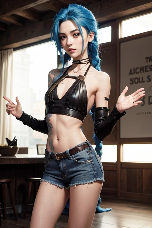 Jinx,  slim body,  small bust, open hands, jeans,  pretty legs