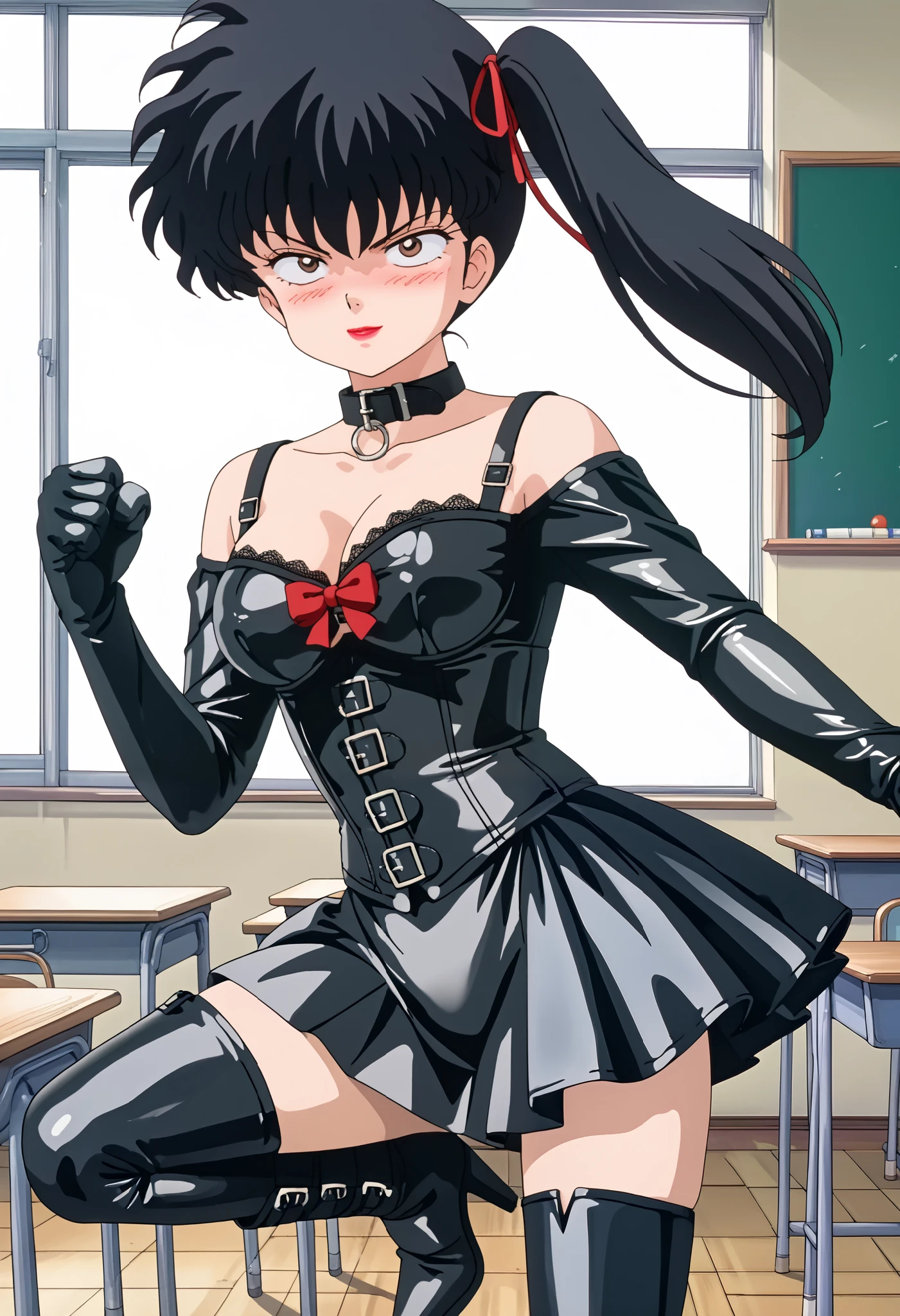 BDSM、Queen、mistress、(((One girl)))、solo、(((Black latex gloves:1.4 )))、(((Black latex long sleeve sailor suit:1.4)))、Red scarf、(((Black latex ultra-mini pleated skirt:1.4)))、(((Black Thigh Boots)))、(((Black fishnet stockings:1.2 )))、(((Stiletto heels:1.4)))、(((Black latex panties)))、(((Black latex bra)))、(((Black leather collar)))、(((Sexy pose:1.4 )))、Wide-open legs:1.2、(((Erotic)))、(((Cowboy Shot)))、City at noon、madoka ayukawa、Spread your legs、Squat、Dark blue hair、Perfect body、Sexy pose、
1 girl,young woman,Beautiful fingers,Beautiful long legs,Beautiful body,Beautiful Nose,Beautiful character design, Aqua blue eyes, Perfect Face,詳細なeye,Perfect balance,
Looking at the audience,(彼女の顔に注eye),Mouth closed, (Innocent_big_eye:1.0),
Official Art,High quality CG Unity 8k、
(masterpiece:1.0),(Highest_quality:1.0), 超High resolution,4K,Very detailed,
photograph, 8k, High resolution, High resolution、Frowning 、Cold Stare、(((blush))) 