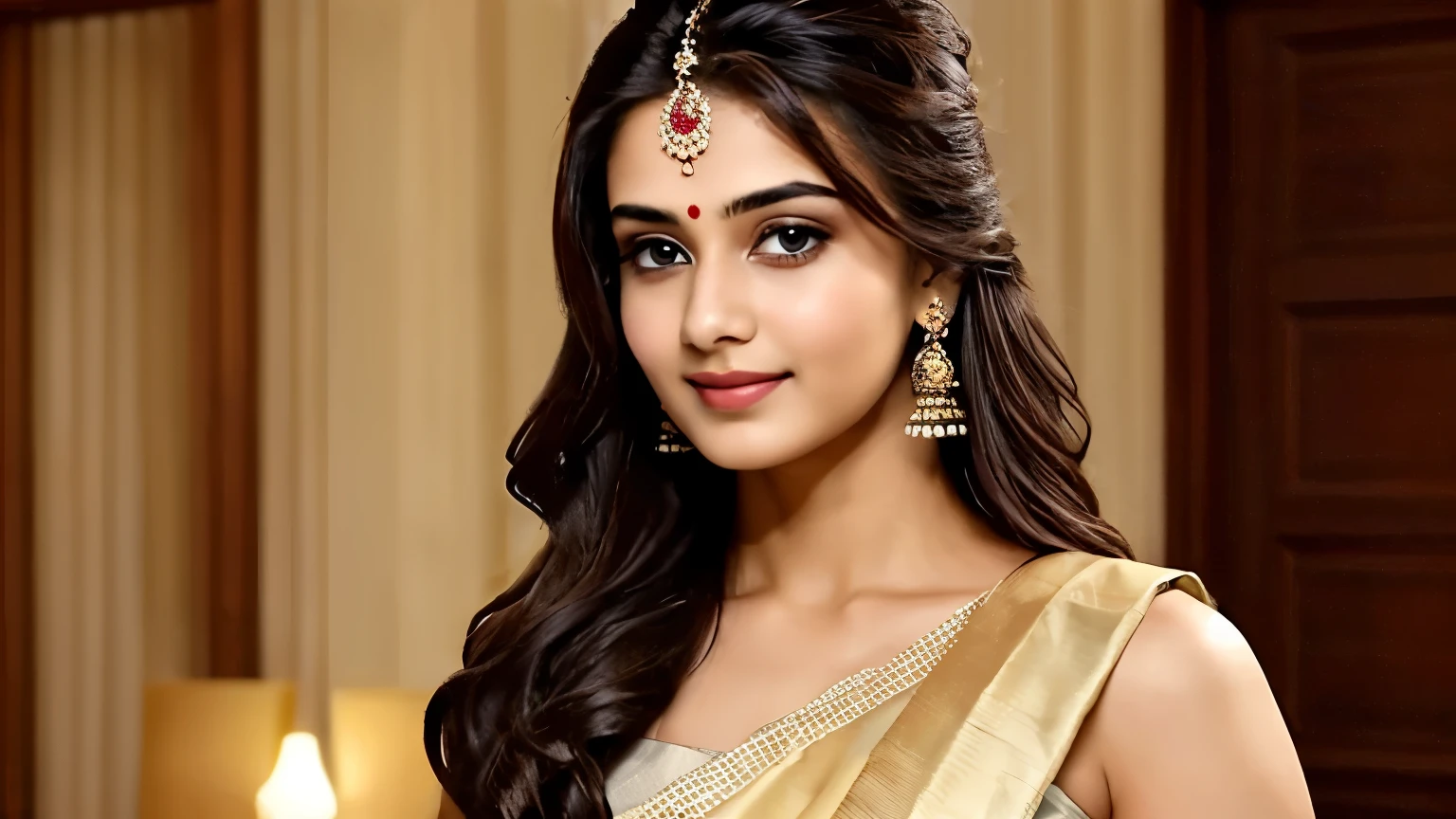 Radha Indian Beautiful Girl age 24 Waring White Sari