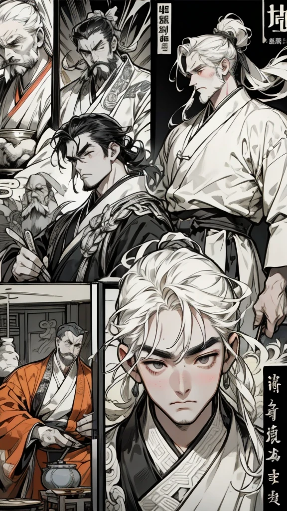 chineseidol，geezer，facial wrinkle，White hair，hoary，Vicissitudes，Human Physiognomy，Pubic area is clear，laughingly，Smoking a cigarette --auto