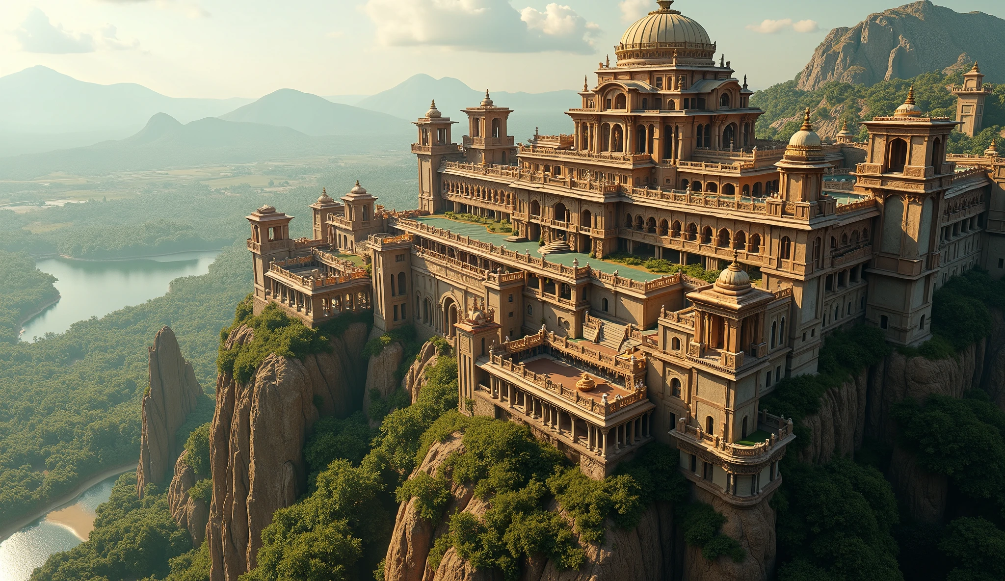 Generate image of the building described in bahubali 1