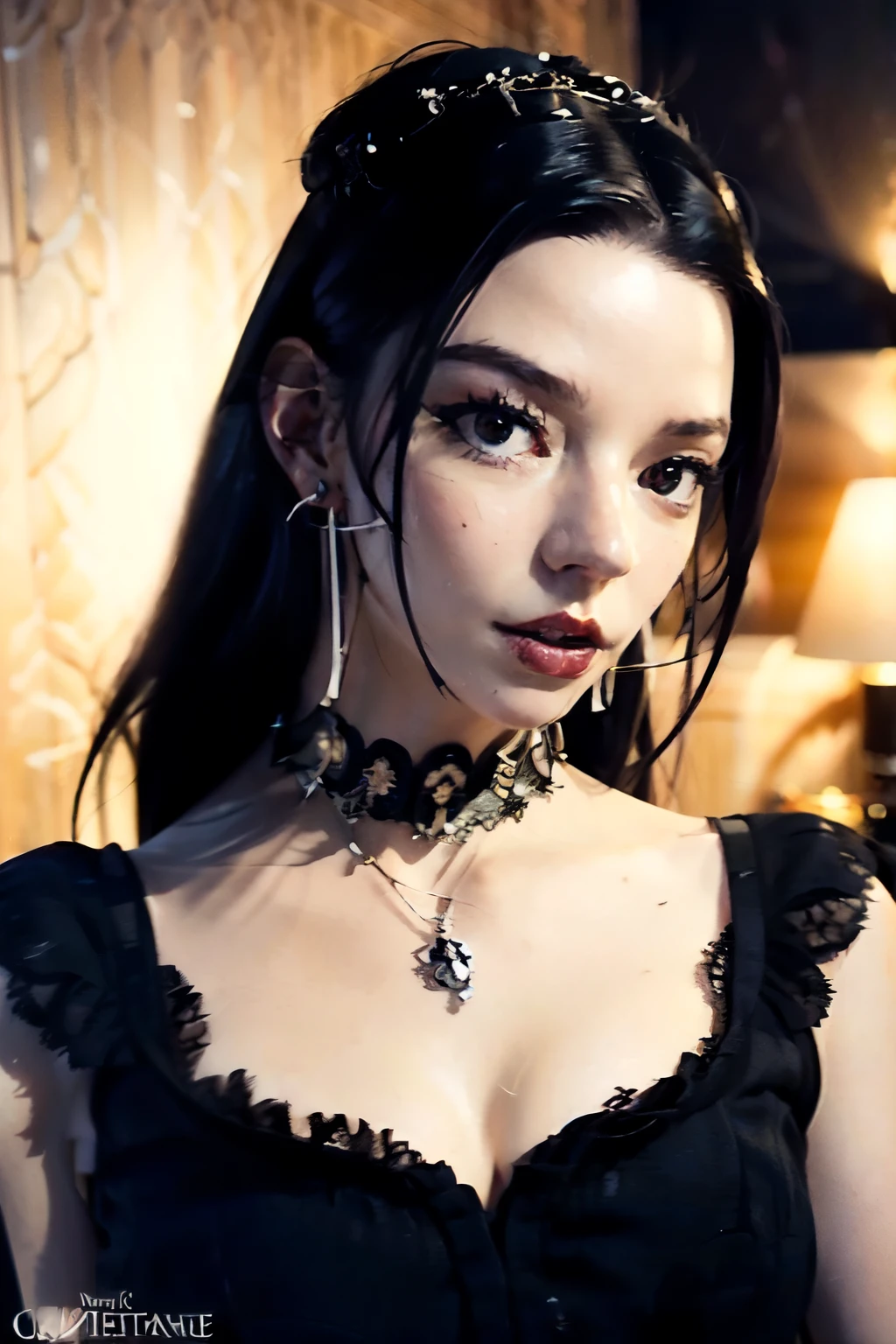 (s3xyg0th:1.2), (sexy goth:1.2)
a photo of a woman, a closeup of woman face,
rendered in octane, rendered in unreal engine, realistic photography, ultra-realistic, detailed eyes, photorealistic, realistic, real life, photograph,
happy, soft lighting, face closeup, masterpiece, sharp focus, cinematic lighting, rim lighting, glossy skin, shiny skin, soft lighting, face focus, looking at viewer, mascara, eyeshadow, black hair, blush, nose blush, happy, hoop earrings, choker, pale, dark night, moonlight,
