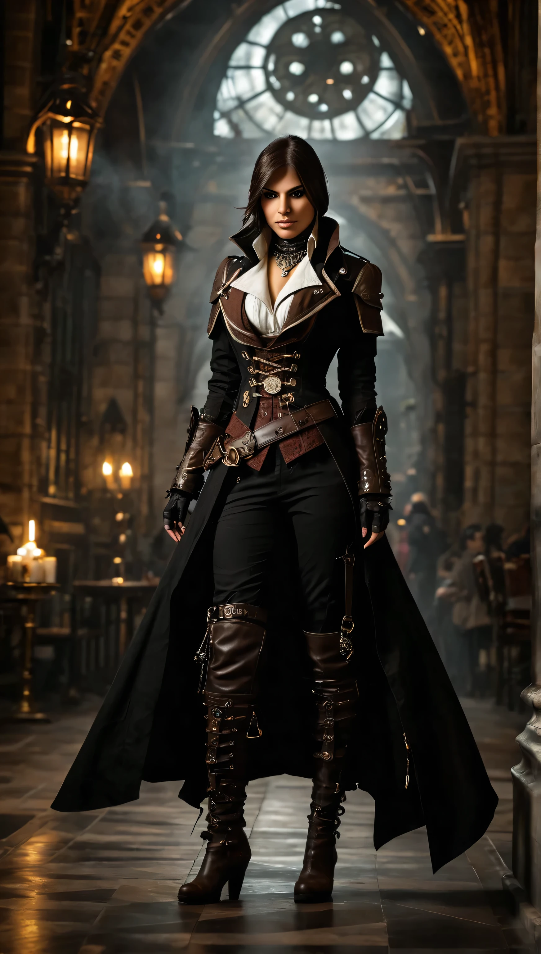 (Kate Beckinsale) as Anna Valerious is often seen wearing period clothing that reflects her noble status and combat life. She wears a combination of traditional Romanian attire with practical elements for monster hunting., including corsets, long skirts, combat boots and a leather coat.