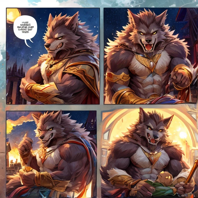 A photorealistic image of the Beast from the movie Beauty and the Beast, super muscular giant, with muscular arms, broad shoulders, giant and toned physique, bursting muscular veins, blue eyes, tail, super furry brown fur, backward facing horns, with veins jumping, barefoot, super giant in the center of a city