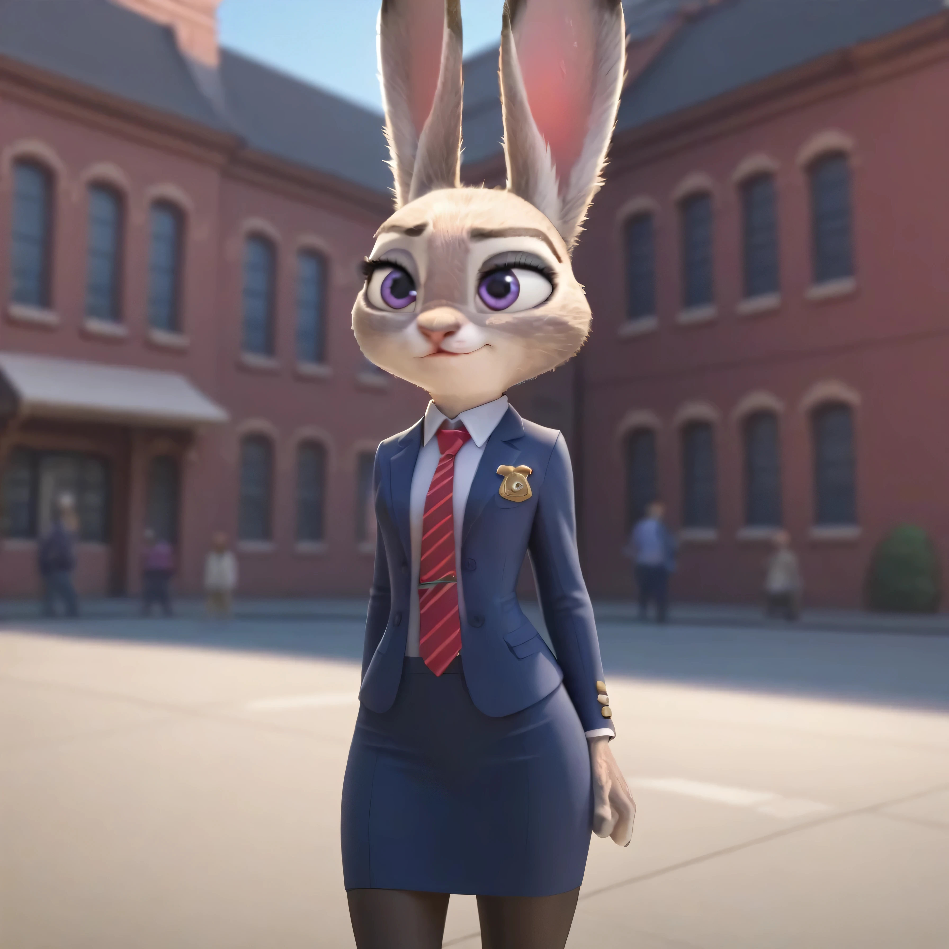 judyhopps,  purple eyes, rabbit, rabbit ears, rabbit girl, ((( skirt suit))), ((( three-piece suit ))), (((dress shirt))), ((( ties))), ((( blazer))), ((( suit jacket))), ((Best)), double-breasted Best, ((( Bodycon Mini Skirt))), Pocket square, Cufflinks,  tiesピン,