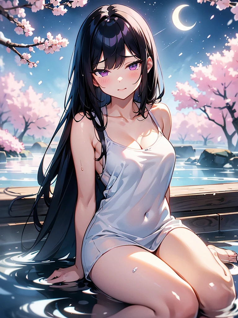 masterpiece, best quality, high quality, extremely detailed, very delicate and beautiful, (1 female 18 years old solo:1.5), (long black hair up to waist with two side up:1.5), bangs to eyebrows, eyes (eyes sharp, strong, glossy, glossy eyebrows), (eye color magenta:1.3), 6.5 head height, (bikini swimsuit summer flower print:1.3), ruffled, (smiling), (standing:1.3), (dynamic pose), (background waterfall forest:1.3) ,(sunset:1.3), (upper body:1.3)