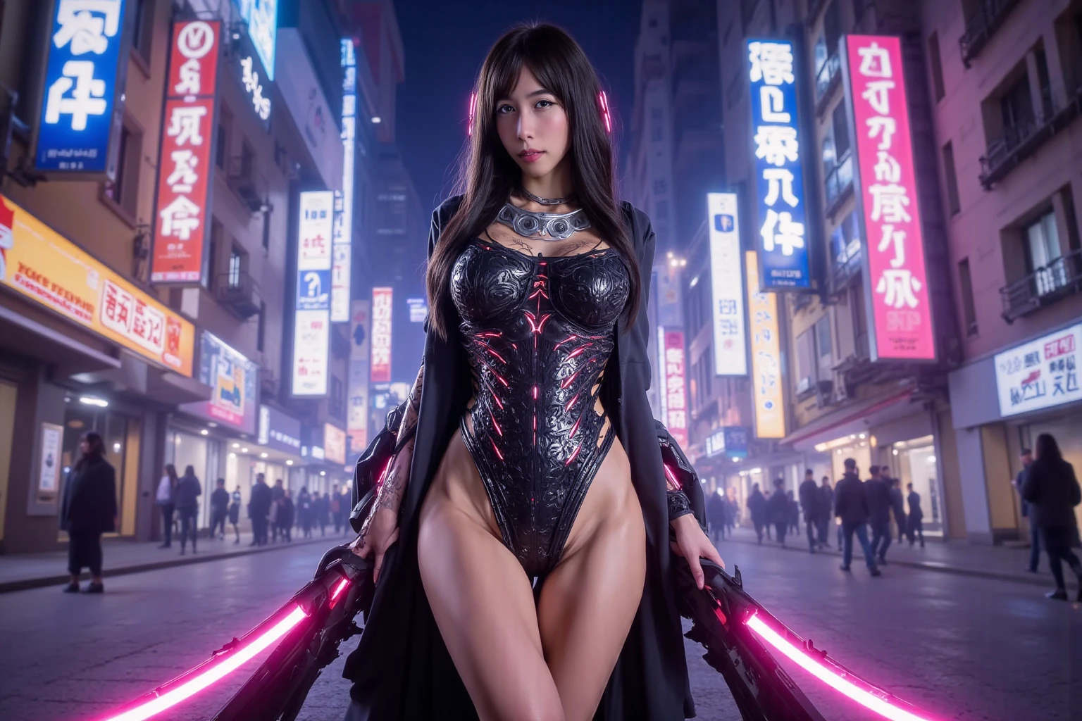 night city,body modification:1.5,mechanical arms,mecha:1.5,1 girl solo,perfect_hand,(realistic, photo-realistic:1.4),<lora:DANWGFWL-01:0.7>,full body,machop,hanfu,
nsfw,8k,best quality,real picture,intricate details,ultra-detailed,ultra highres,depth field,(photorealistic,realistic:1.2),masterpiece,neon lights,
<lora:MechaArmor:0.2>,
