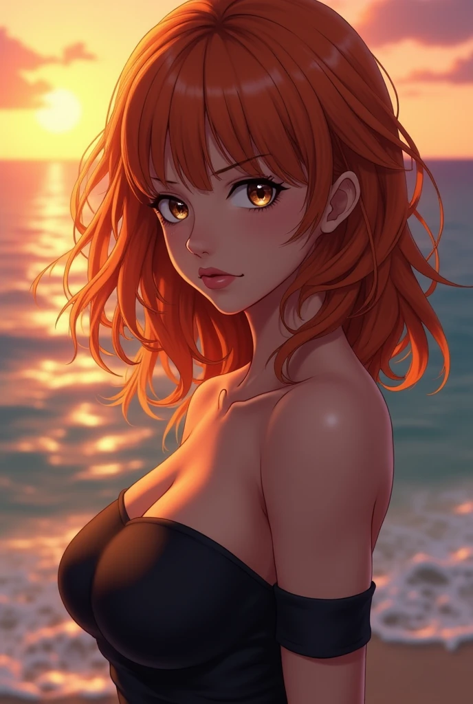 (high resolution, upper body, soft skin:1.2, orange short hair),(best illustration,masterpiece:1.2),ultra-detailed,[(cat ears , orange inside:1.2, orange eyes),vivid colors,sharp focus,portrait,studio lighting,bokeh, wearing a 2 piece zebra bikini, midnight beach background, spotlight in background, splashing in the water