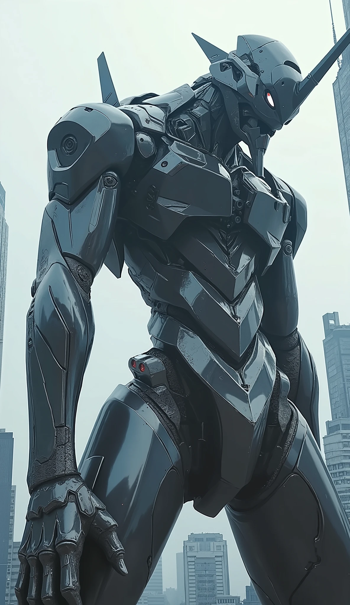 head out of frame、7-EVA 01 Gloss Surface Finish 、Slim fit、huge、Hunchback、Masterpiece、 best quality 、Buildings、 best quality 、 best image quality 、 Depth of Subject 、