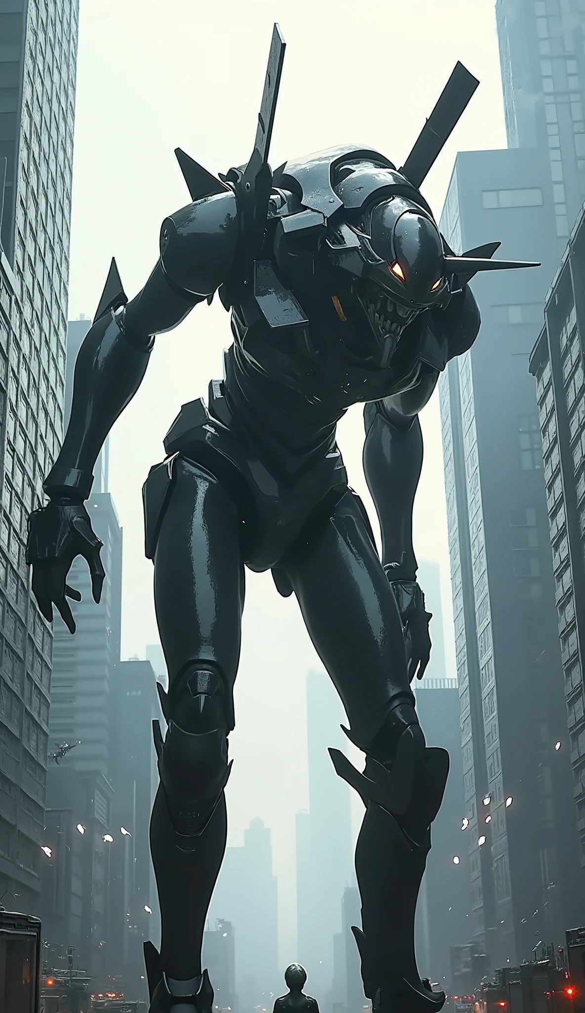 head out of frame、7-EVA 01 Gloss Surface Finish 、Slim fit、huge、Hunchback、Masterpiece、  best quality  、Buildings、  best quality  、  best image quality 、 Depth of Subject 、