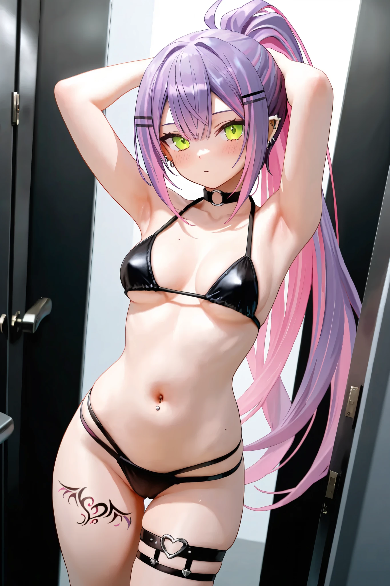 (masterpiece、highest quality、Super detailed)、照れ笑い、((Grin))、steam、Earrings、((playboy bunny))、Bedroom Background、low length、Fellatio Gesture、舌を出す