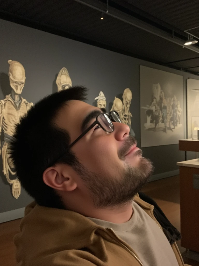 Selfie com smartphone, Homem, (((Neandertal))), Foto realista, smartphone in hand, dinossauro, caverna, tocha