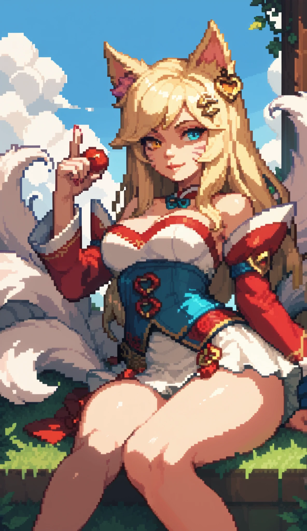  Generate a pixel art of the character "ahri"( league of legends). Observation: pixel art