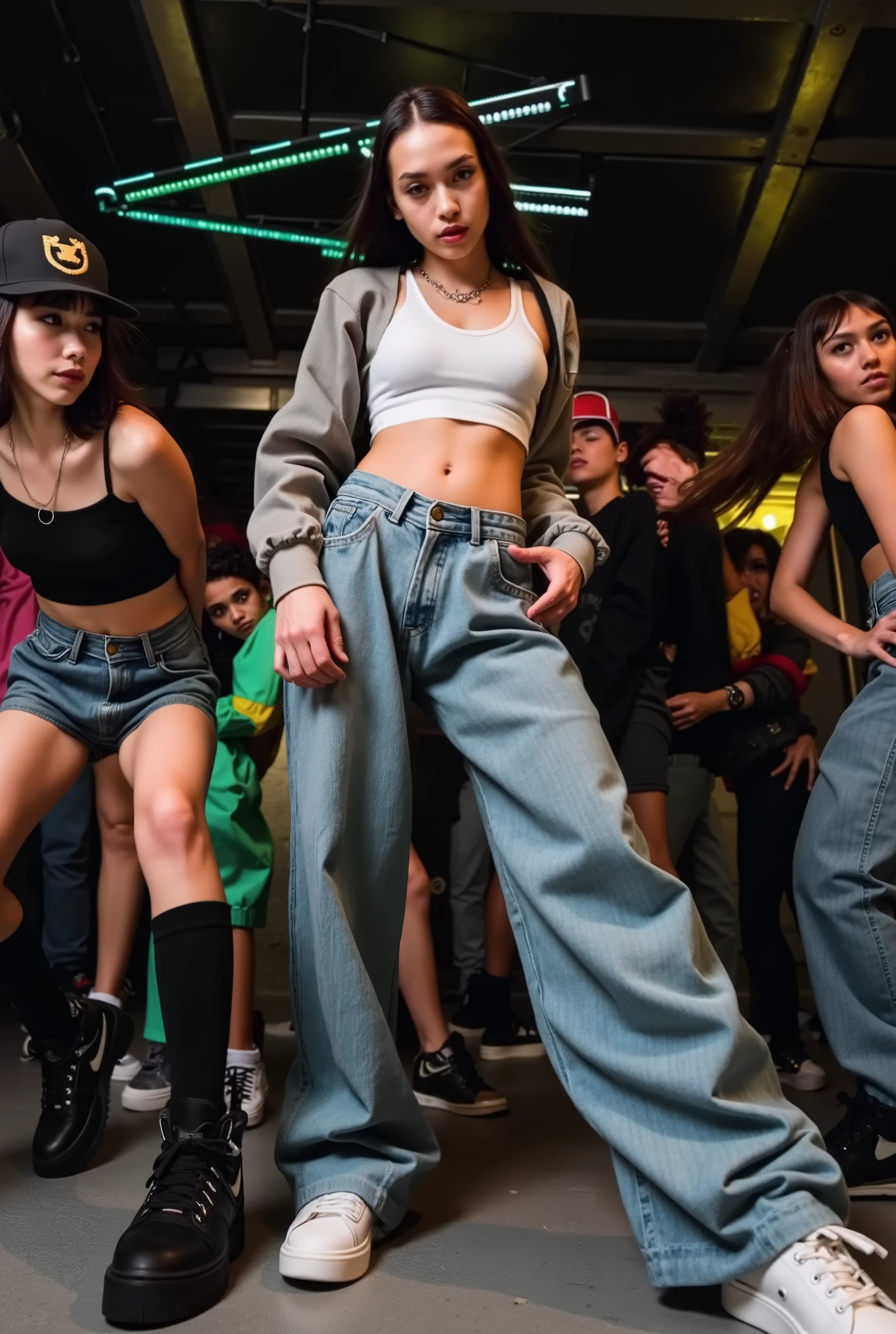 club, Modest, HIPHOP, Wide-leg trousers, dance, Larger clothes, Waistline、Young