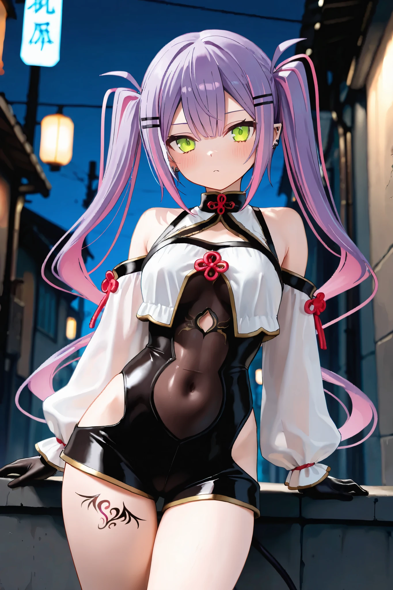 masterpiece, best quality, ultra detailed, watercolor and oil painting fusion, hot black artwork, white line art, beautiful woman, 1 woman, kafka, beauty, perfect anatomy, perfect eyes, perfect fingers, perfect hands, anime girl, sexy bikini, thight, purple hair, seductive smile, full body, at night background, seductive, hot, spicy,