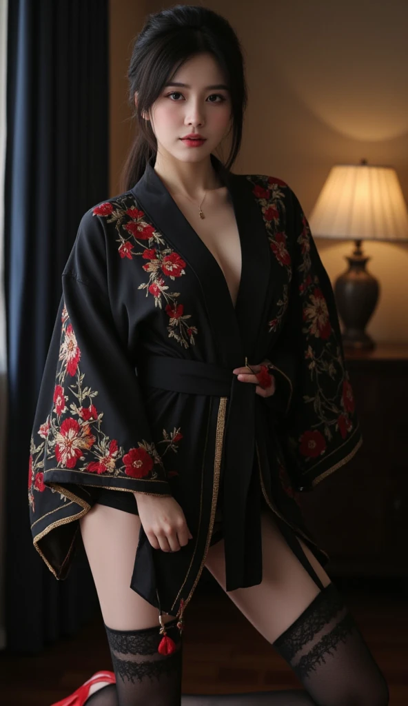 (8K, Raw photography, best quality, masterpiece: 1.2), ultra-detailed art, high resolution, (Photorealistic, Photorealistic photography: 1.37), High Detail RAW Color Photography, professional photography, very smooth and beautiful, highly detailed, Image Wallpaper 8K, amazingly detailed, large file size, Official artwork, Highly detailed 8K Unity CG wallpapers, Highly detailed beautiful women, extra detailed faces, highly detailed eyes, highly detailed eyebrows, highly detailed skin, highly detailed fingers, nose highly detailed , highly detailed mouth, perfect anatomy, highly detailed background, (lighting), detailed beam light, (medium chested:1.1), ((translucent silk nightwear:1.1;)), ((body petite)), ((photo of a woman wearing a red hijab with a floral pattern)), ((Muslim woman wearing a red hijab with a floral pattern)), ((full body photo)), medium breasts, thick eyebrows, ((looking at the audience)), (( frog jump pose on the bed )), ((standing upright in the flower garden)), hands behind the head)), ((both hands behind the back)), (spreading the armpits), showing the armpits, ((smiling face)), happy face , laughing face, creative high-end, highly detailed plump thighs