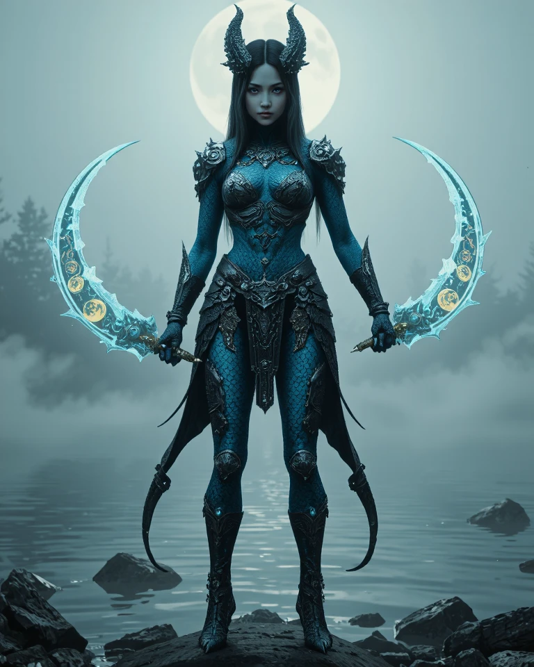 young brazillian girl, snake scales in skin, black hair, full body, cover, hyperdetailed painting, luminism, Snake eyes, Bar lighting, complex, 4k resolution , realistic native face, fractal isometrics details bioluminescens : a stunning realistic photograph 30 years , awesome with bones tiara of wet bone structure, 3d render, octane render, intricately detailed, titanium decorative headdress, cinematic, trending on artstation | Isometric | Centered hipereallistic cover photo awesome full color, hand drawn, dark, gritty, hit definition , cinematic, Rough sketch, mix of bold dark lines and loose lines, bold lines, on paper , full body with halloween dress, humanoid, detailed neckline, correct human neck distance, realistic moon, full body --auto