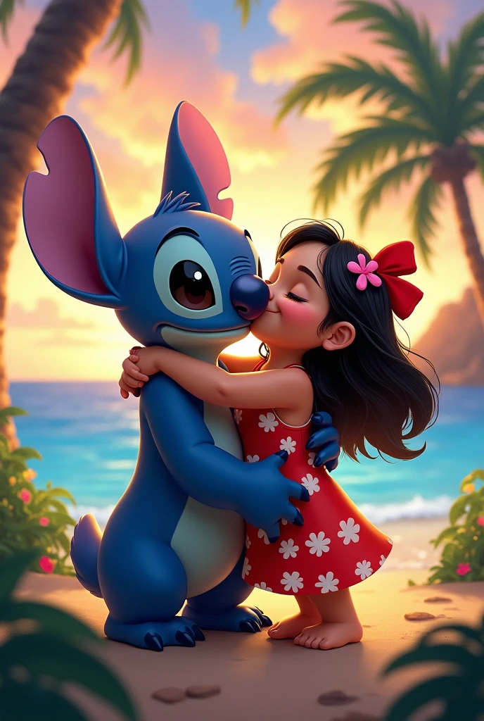 Stitch in motion kissing Lilo