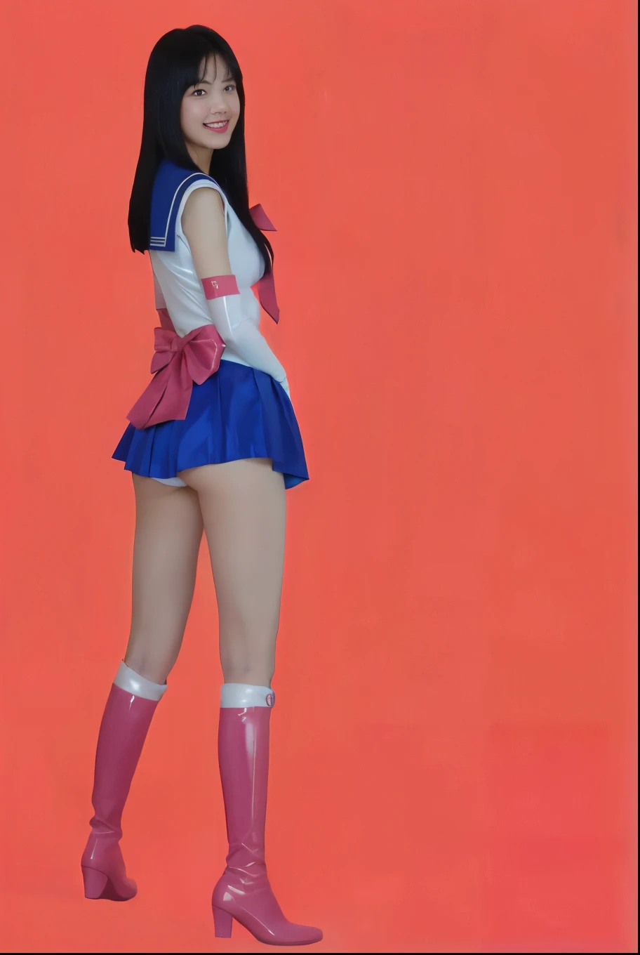 score_9, score_8_up, score_7_up, score_6_up, score_5_up, score_4_up, rating_explicit,
BREAK
sailor mars, circlet, black hair, black eyes, looking back, half-closed eyes, lip biting, blush, flustered,
BREAK
solo, magical girl, red serafuku, from behind, from below, skirt lift, anus peek, hairy anus, pubic hair, pussy, red skirt, purple bow, red sailor collar,
BREAK
black background, 3d, <lora:Lunas-FortniteStyle-SDXL-A1:1>