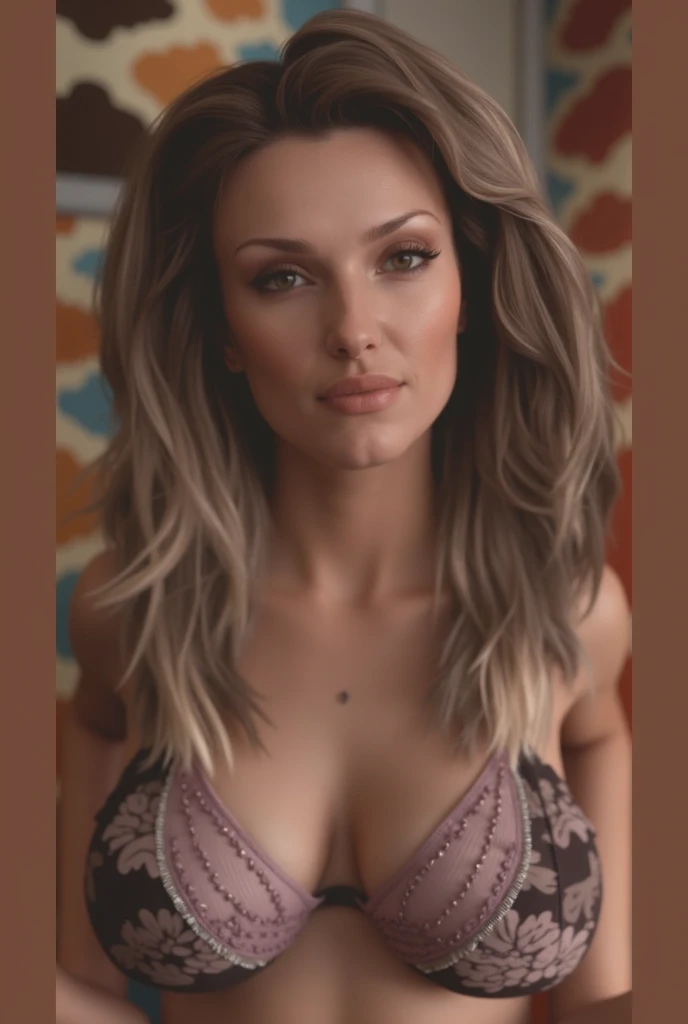 Fashion model 20 years old [[[[closeup cleavage]]]], [[[[boobgasm]]]], [[[[coll]]]], [[[[bshoulders]]]], perfect  eyes, Perfect iris，Perfect lips，perfect teeth，Perfect skin，with fair skin，Soft front light，hdr，Movie girl，underdressing，Sex is happening，The expression is excited，having fun，big laughter，Expression satisfaction，The background is indoors，Beds（pastel colour：1.2）