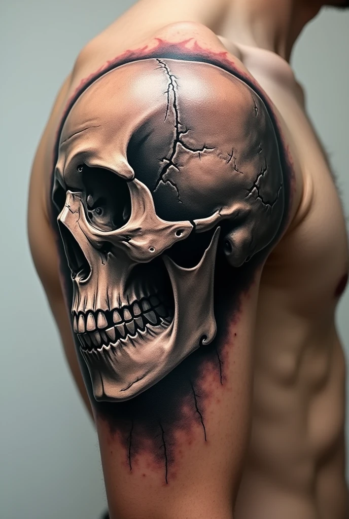 skeleton moon tattoo