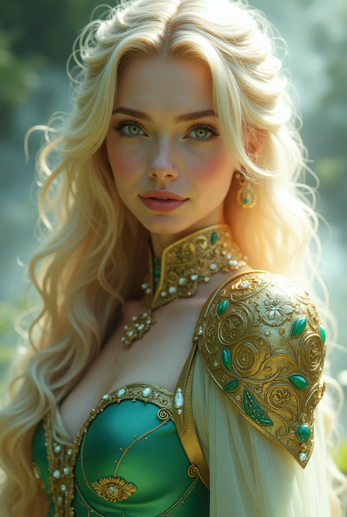vintage style fantasy, masterpiece, magnificent art, best quality, 1girl, close-up girl nordic princess, Scandinavian mountains, winter weather, symmetrical and hyper detailed face, silky skin like peach silk, vibrant and aggressive green eyes, white and messy hair up to the waist, sculptural body, (sparks: 0.7), Adobe Illustration, Trand on Artstation, 8K, hd, UHD, cold and soft lighting, --q 500 --s 100, -