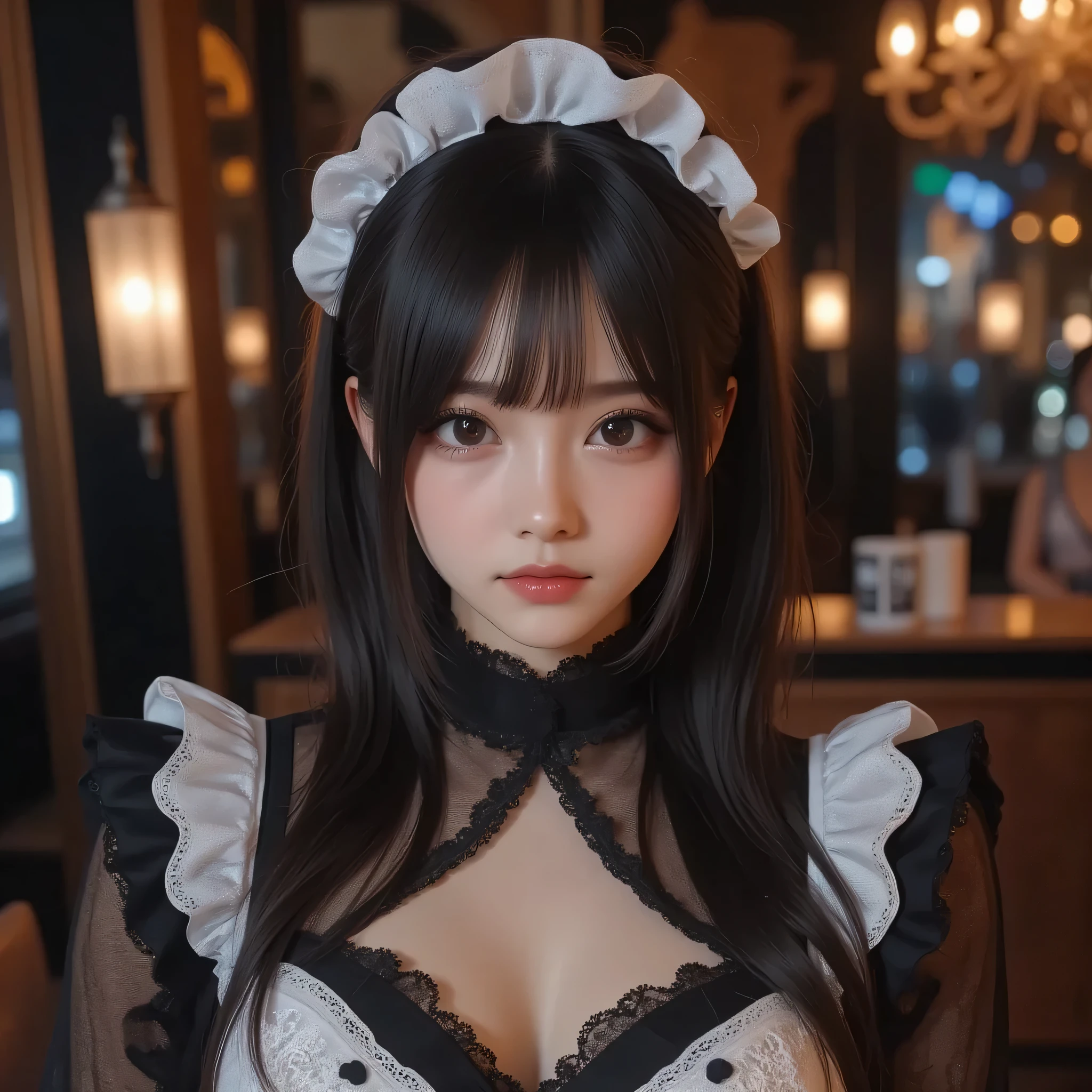 8k, ultra high definition , best quality , Masterpiece,rule of thirds,golden ratio, Surreal,photograph, one woman,( girl :1.3), cute, cute face, Beautiful eyes in every detail, Details, Mature Woman , princess,full body,smile, black hair,drill hair,ID photo,future, Brutal Cyberpunk Woman, luxurious and beautiful ,Cafe counter ,(( Rococo Style Maid Clothes :1.5)), white apron ,Knee-length boots, Luxurious Decor,(BDSM Femdom),(Cute girl ),(Upper class woman:1.5), Expression of Despair , dark atmospheric lighting , delicate detail, Detailed face,anger, charming eyes,(portrait photograph:1.4), fantasy art ,( beautiful faces:1.4),beautiful and charming eyes 、 beautiful eyes,Silver Remaining,( thin waist:1.4)、( Beautiful :1.4), pink lips, profile,((( ideal body shape))),Small bust, A Cup :2,、 portrait:2、 Complete anatomy 、Vivid Details、 Details, thin lips,Perfect with beautiful faces ,完璧で cute face, Meticulous Skin , Perfect Limbs 、 thin waist, Surreal,Light and Dark, fashion magazine cover,spotlight