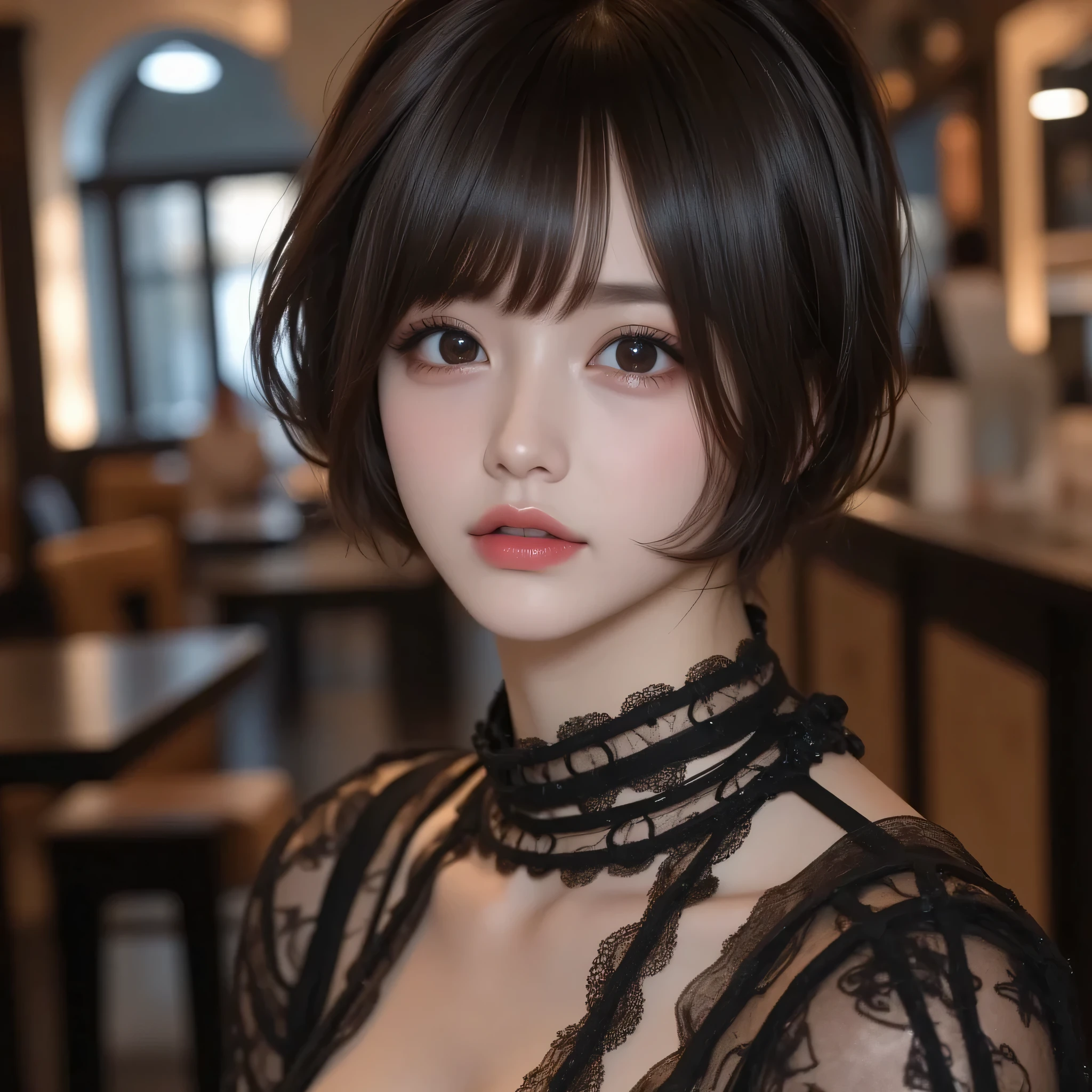 8k, ultra high definition ,   best quality , Masterpiece,rule of thirds,golden ratio, Surreal,photograph,  one woman,(  girl :1.3), cute, cute face, Beautiful eyes in every detail, Details, Mature Woman , princess,full body,smile, black hair,drill hair,ID photo,future, Brutal Cyberpunk Woman, luxurious and beautiful ,Cafe counter  ,(( Rococo Style Maid Clothes :1.5)),  white apron ,Knee-length boots, Luxurious Decor,(BDSM Femdom),(Cute  girl ),(Upper class woman:1.5), Expression of Despair , dark atmospheric lighting , Delicate Details,   Detailed face,anger,  charming eyes,(portrait photograph:1.4),  fantasy art  ,(  beautiful faces:1.4),beautiful and charming eyes 、  beautiful eyes,Silver Remaining,(  thin waist:1.4)、( Beautiful :1.4),  pink lips, profile,(((  ideal body shape))),Small bust, A Cup :2,、 portrait:2、  Complete anatomy 、Vivid Details、  Details, thin lips,Perfect with beautiful faces ,完璧で cute face,   Meticulous Skin  ,  Perfect Limbs 、  thin waist,  Surreal,Light and Dark,  fashion magazine cover,spotlight