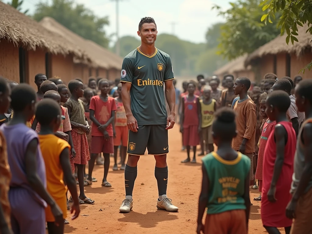 Ronaldo playing football with kerala kids