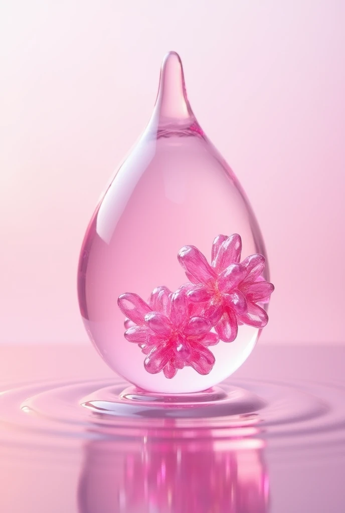 A drop of light pink paint falling into water，Smudge；The water is golden and transparent。Underwater Vision。