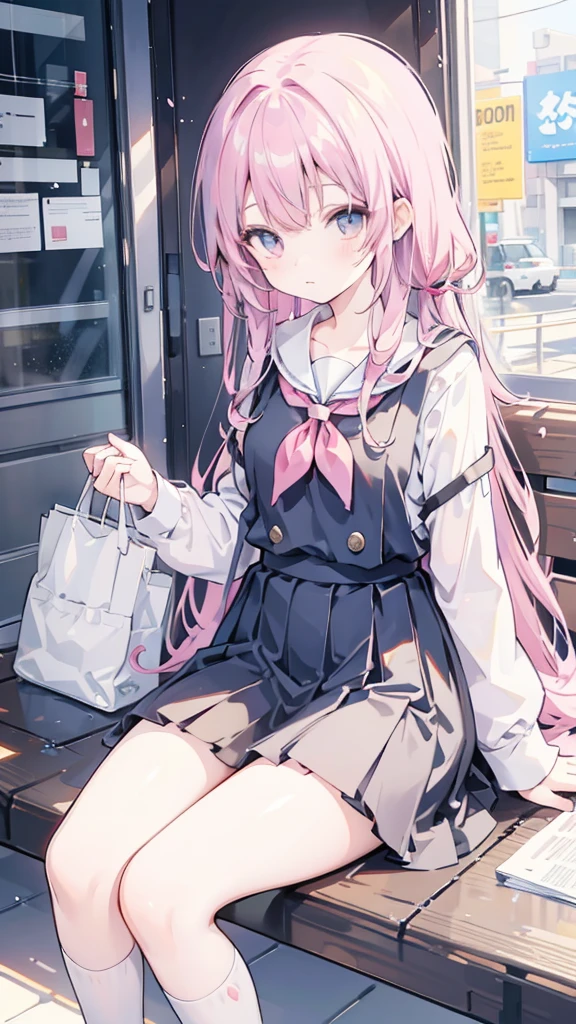 スカートをたくしあげる、パンティが見える、Red Eyes、、Pink Hair、blue eyes、Pull up your skirt、high school girl、Japanese 、classroom、Blushing、Embarrassed、Glamorous expression、Pull up your skirt、Showing panties、Showing panties、Blushing、Glamorous expression、Pull up your skirt、Black ribbon in hair